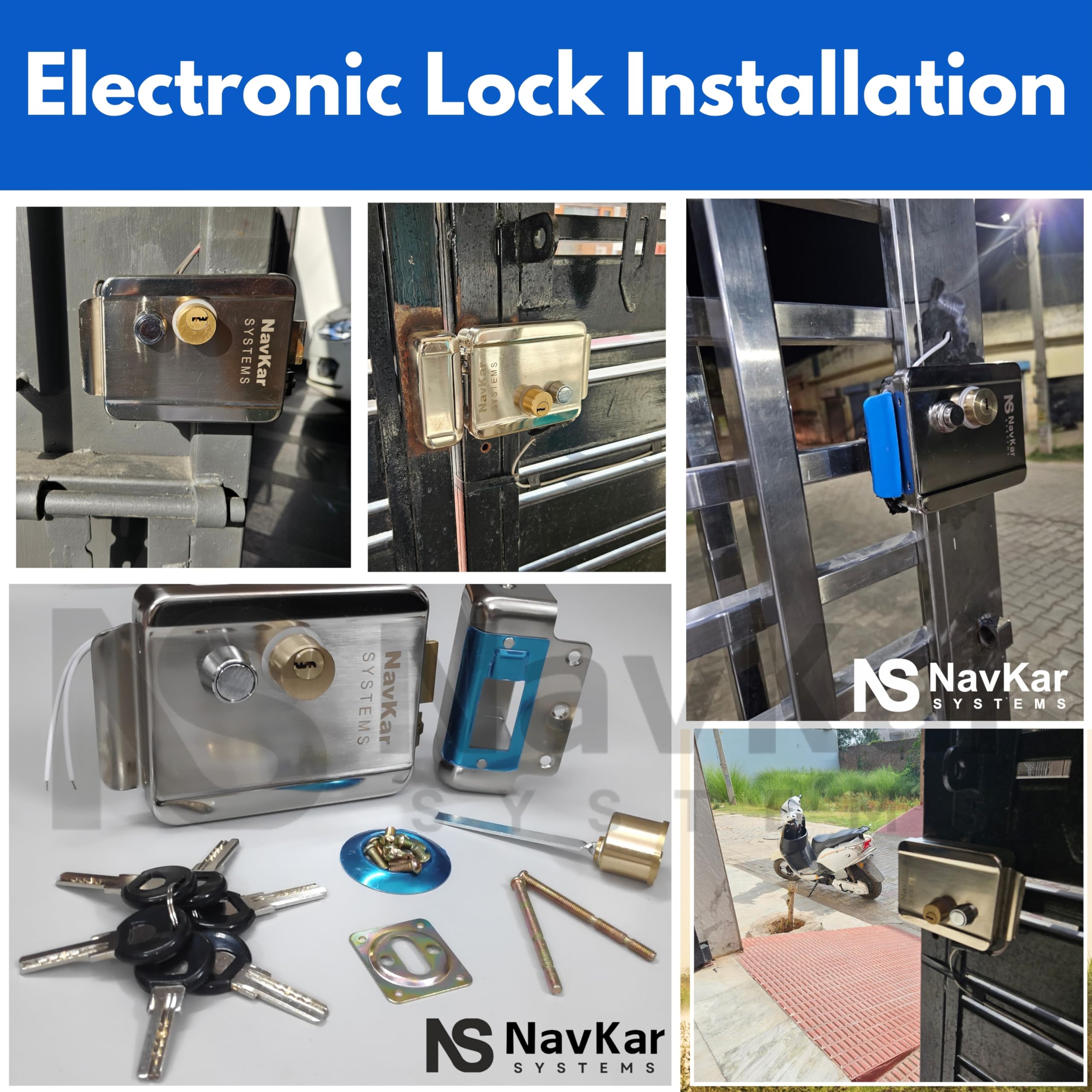 NAVKAR SYSTEMS Smart Stainless Steel Electronic Door Lock with Video Door Phone - Secure Keyless Entry for Homes & Offices | Ideal for Apartments, Villas & Commercial Buildings