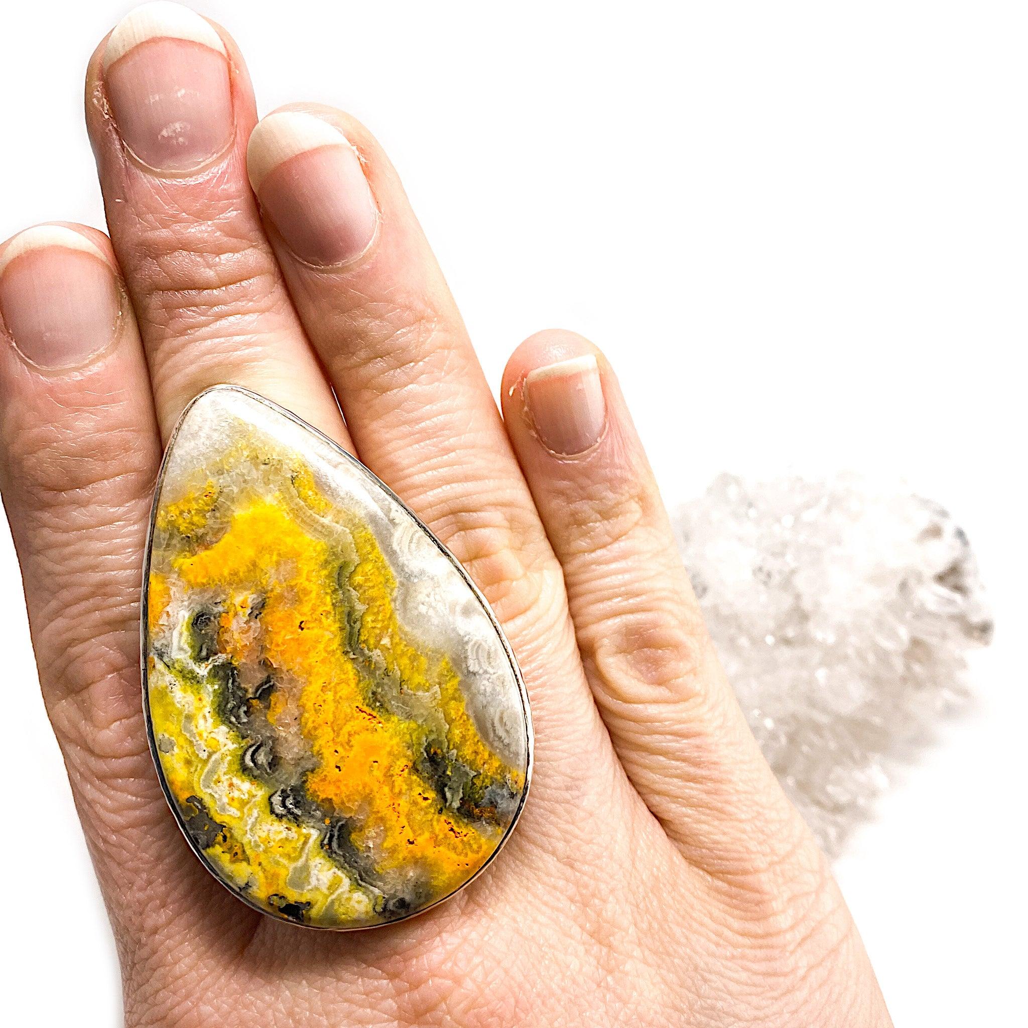 Bumblebee Jasper Teardrop Ring - Size 11 - KRGJ1297 - Handmade Gemstone Jewelry for Women - Perfect for Boho Style & Everyday Wear