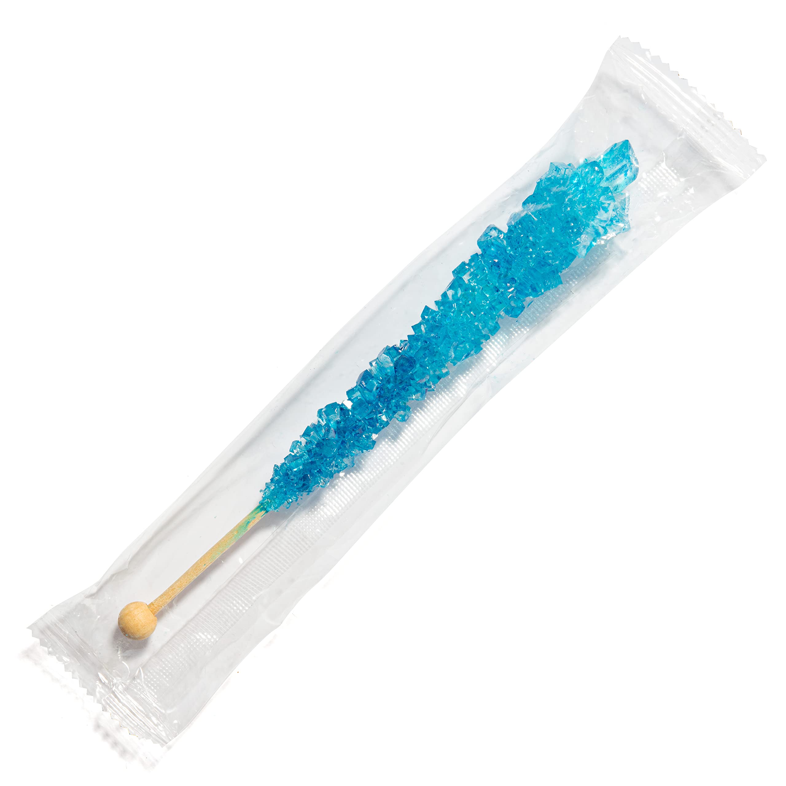 Blue Raspberry Flavored Rock Candy Sticks - Individually Wrapped Blue Rock Sugar Candy - Perfect for Party Favors, Baby Showers & Gift Baskets