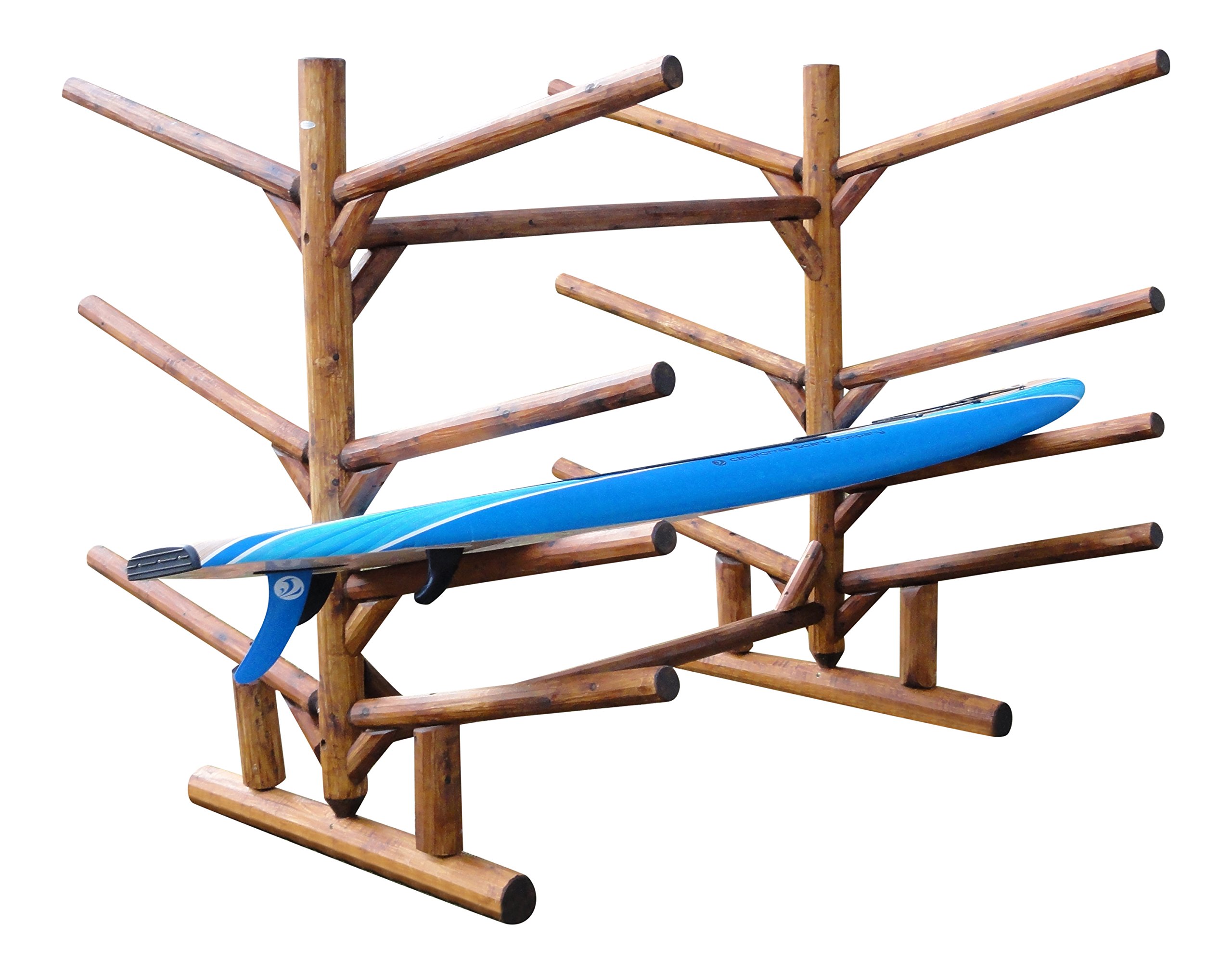 Freestanding Heavy Duty Kayak & Canoe Storage Rack - Holds 5 Kayaks or Canoes + 2 SUPs - Indoor/Outdoor Surfboard & SUP Organizer for Garage, Backyard, or Dock Storage