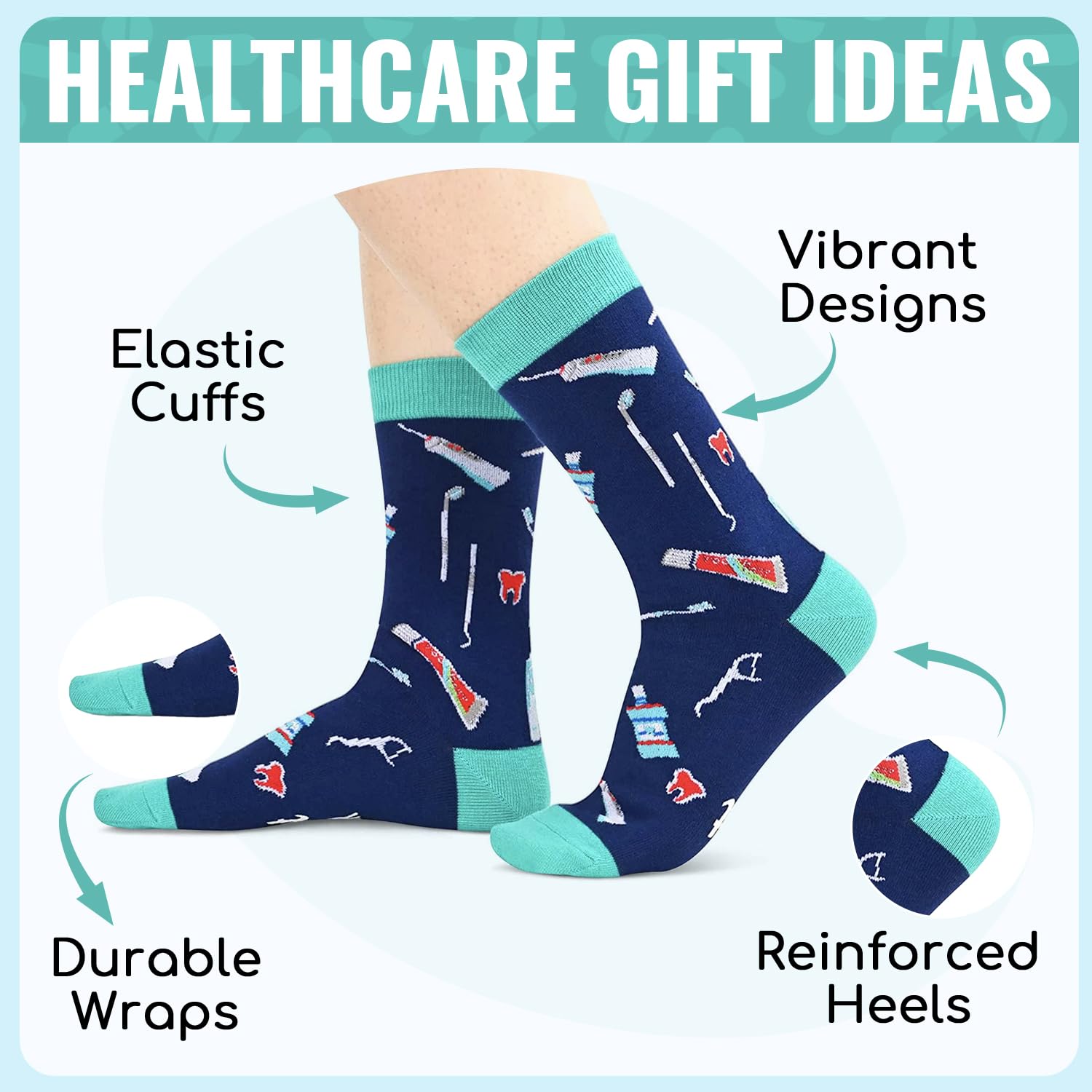 Zmart Funny Doctor Socks - Perfect Gifts for Doctors, Dentists & Surgeons | Doctor Appreciation Day, Dentist Day & Medical Professional Gifts | Great for White Coat Ceremony, Medical School Graduation & Healthcare Worker Appreciation
