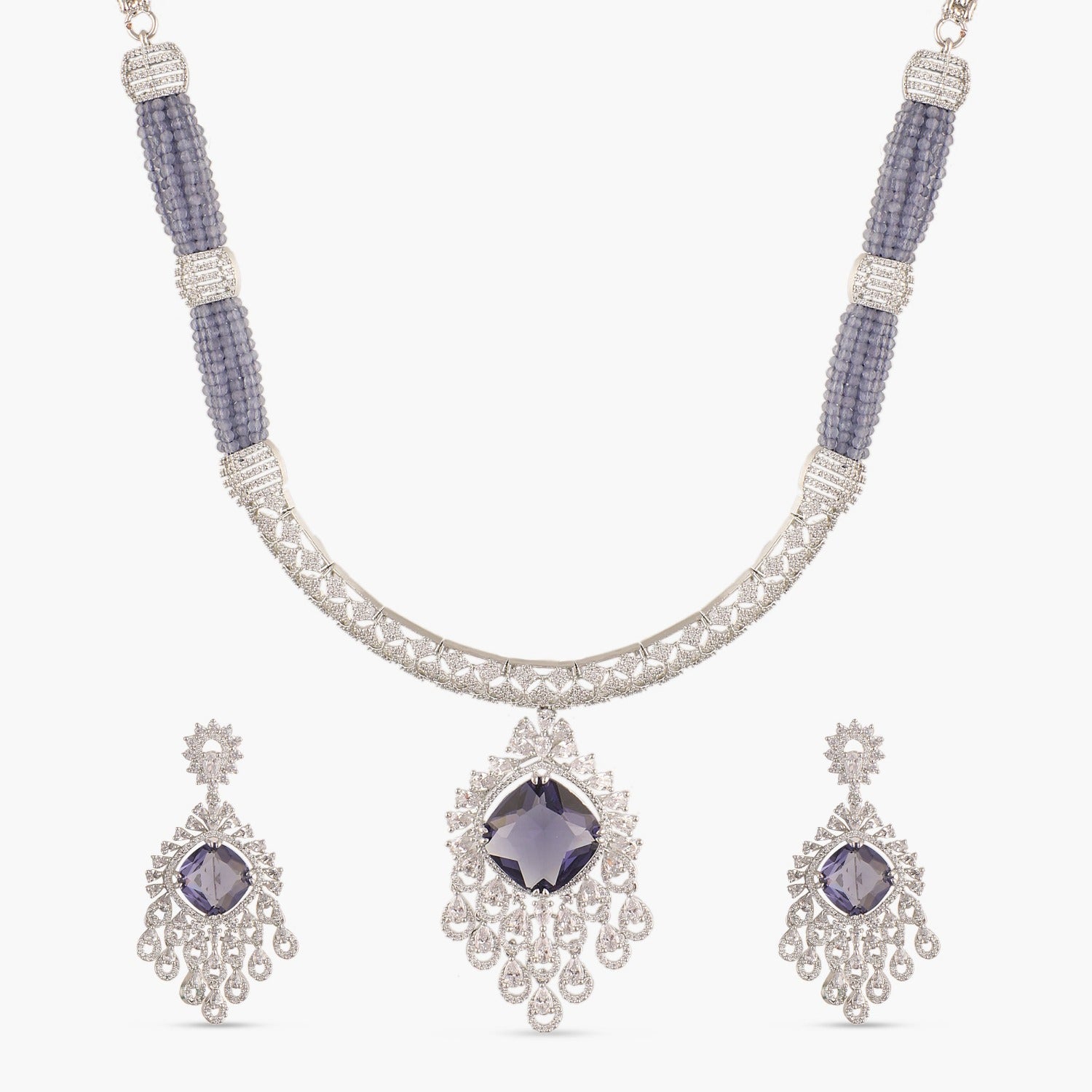Jelena Nakshatra Cubic Zirconia Necklace Set - Elegant CZ Jewelry for Women, Perfect for Weddings, Parties & Special Occasions