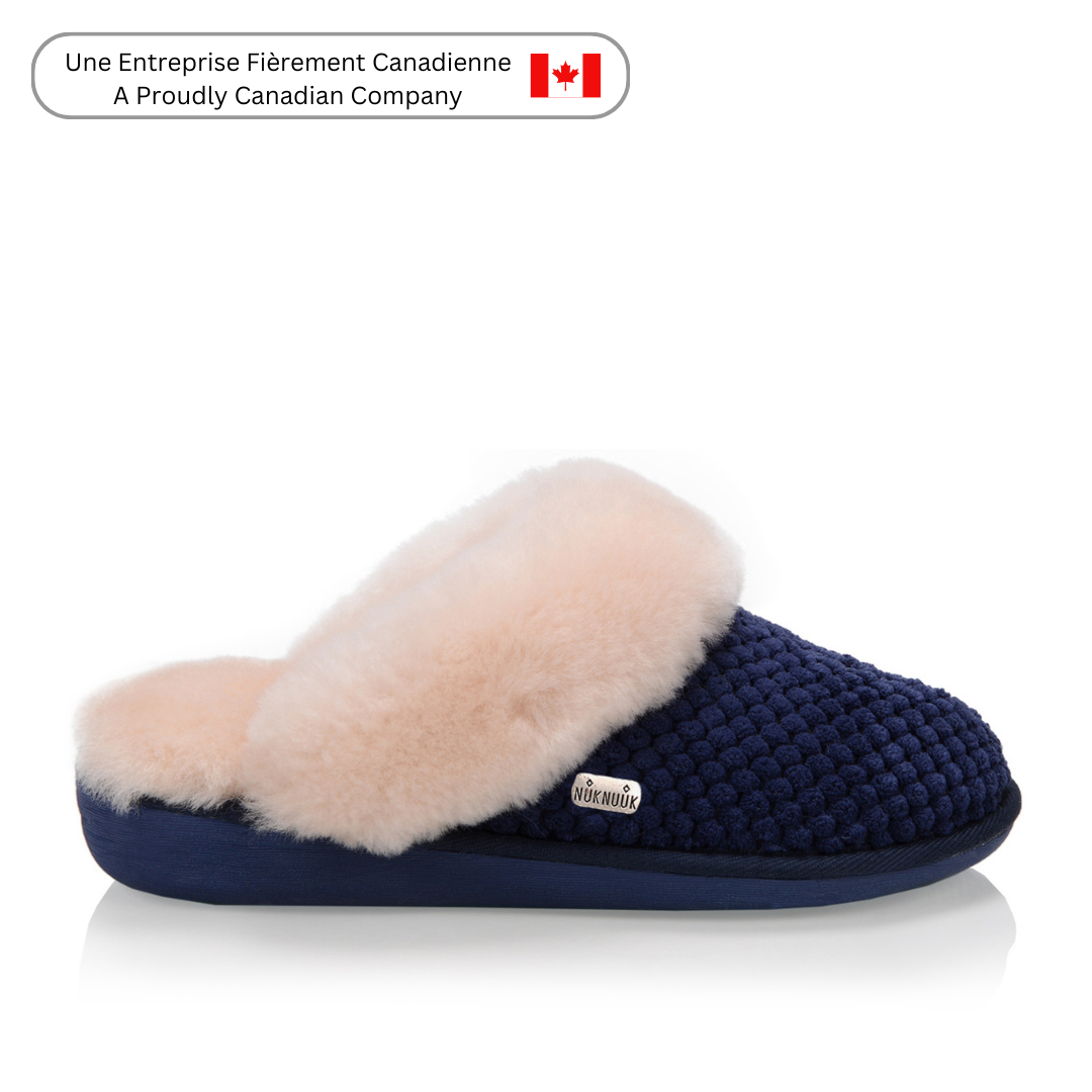 Alexa Women's Cozy Memory Foam House Slippers - Soft Indoor/Outdoor Slides with Non-Slip Sole (Navy Blue) - Perfect for Home, Office & Travel Comfort