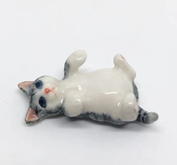 Handmade Porcelain Animal Figurine - Mini Cat Sculpture Collection, Perfect Gift for Cat Lovers (Home Decor, Office Desk Display, Birthday Present)