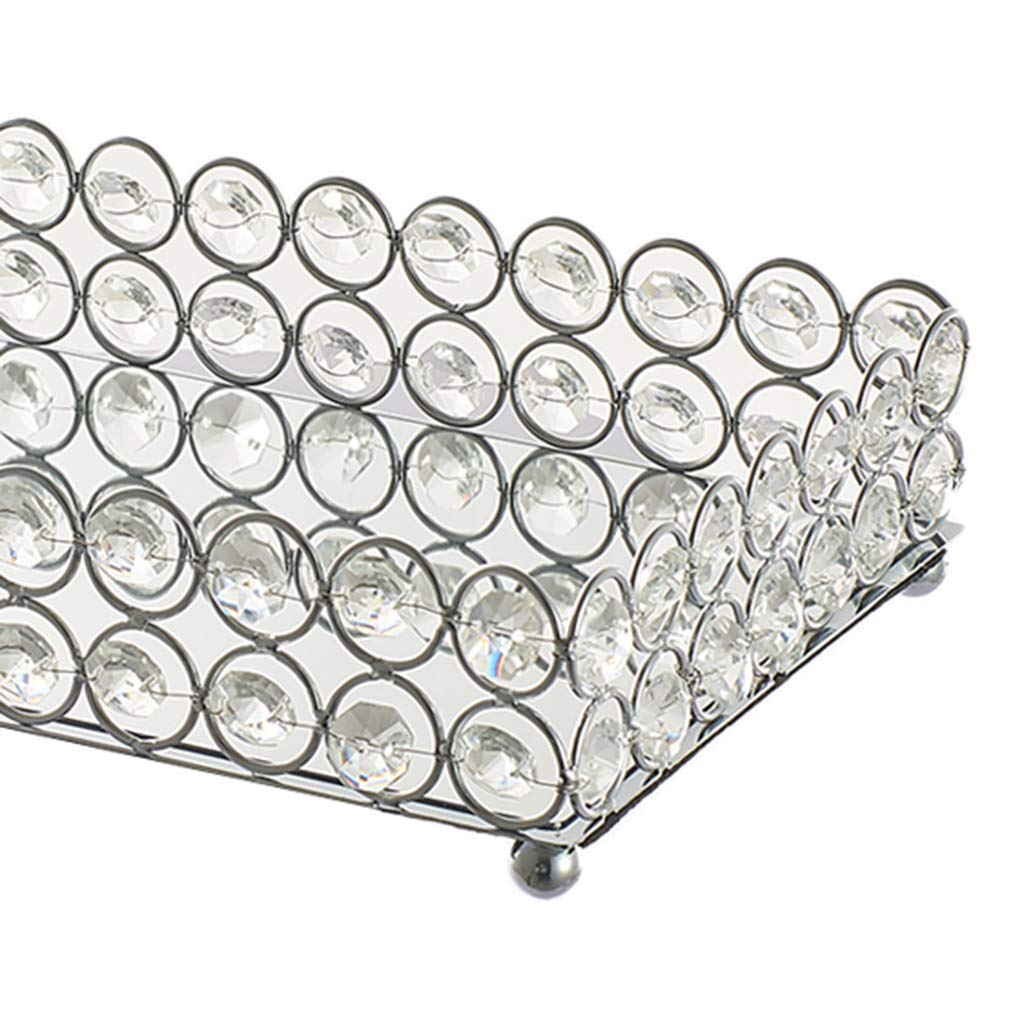 Mirrored Vanity Tray - Crystal Jewelry Organizer & Makeup Display (25x15x5cm) - Perfect for Wedding Decor, Bathroom Storage, and Dressing Table Organization