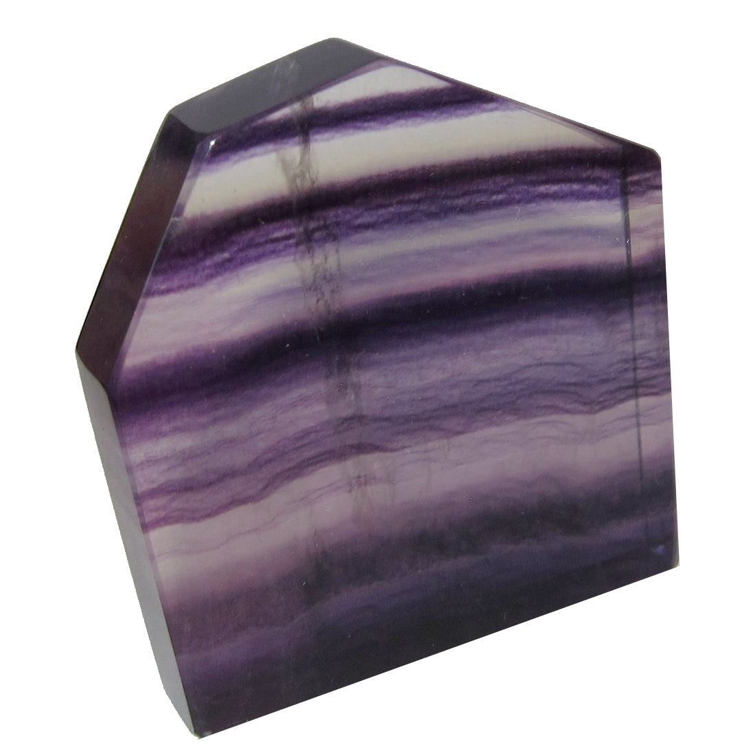 Natural Fluorite Purple Polished Stone - Striped House Shaped Healing Crystal for Home Decor, Meditation & Energy Work