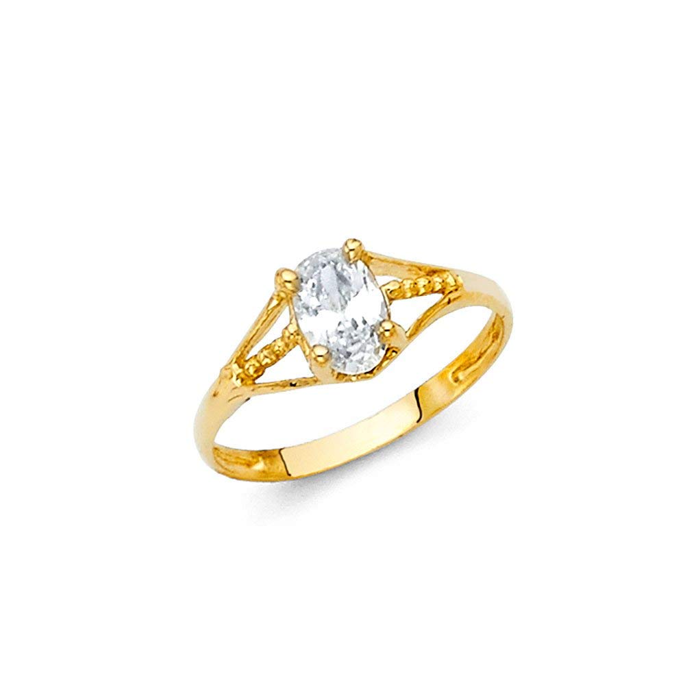 14K Yellow Gold CZ Cubic Zirconia Simulated Diamond Ring for Boys & Girls - Size 3 | Elegant Kids Jewelry for Birthdays, Gifts & Special Occasions