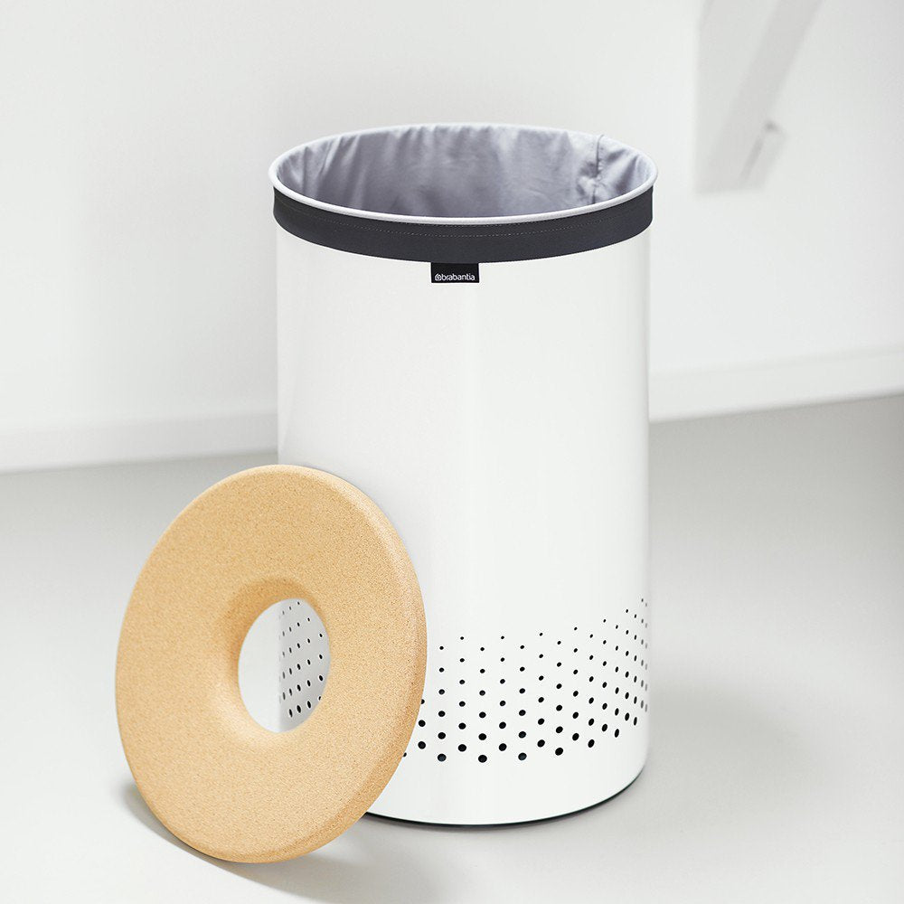 60L Laundry Hamper with Cork Lid - Eco-Friendly Storage for Clothes, Bedroom & Bathroom Organization