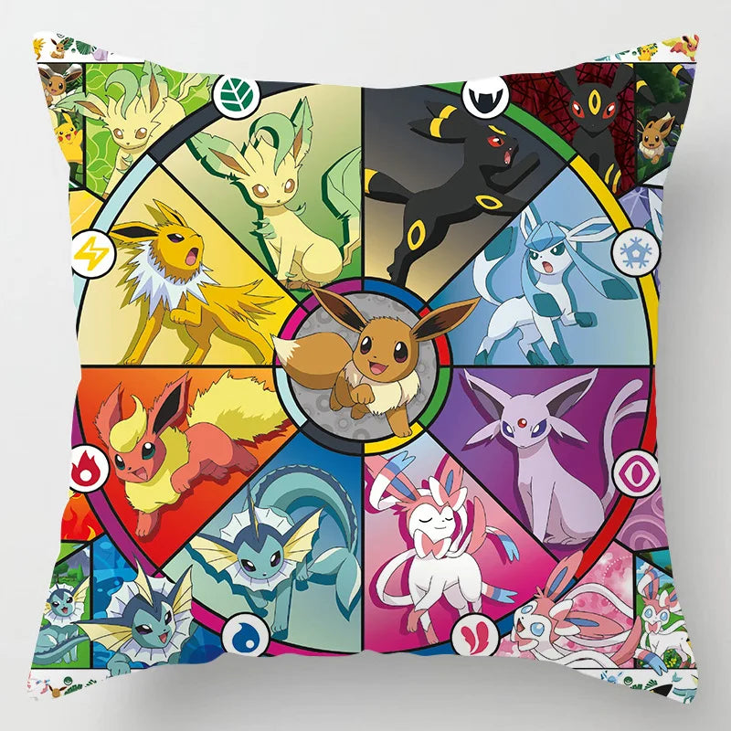 Pokemon Pillow & Cushion Covers - Soft Anime Character Bedding Decor for Kids Room, Gaming Chair, Sofa & Car Accessories