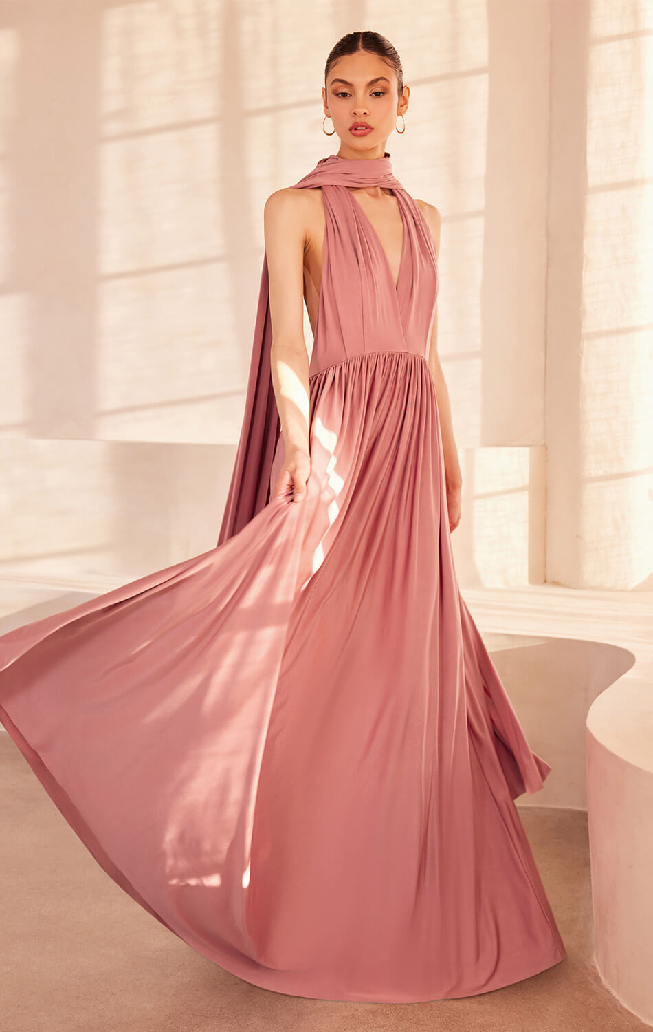 Estelle Maxi Dress - Multi-Way Strap Maxi Dress with Halter Tie Detail for Women | Beach Wedding, Vacation & Summer Outfit