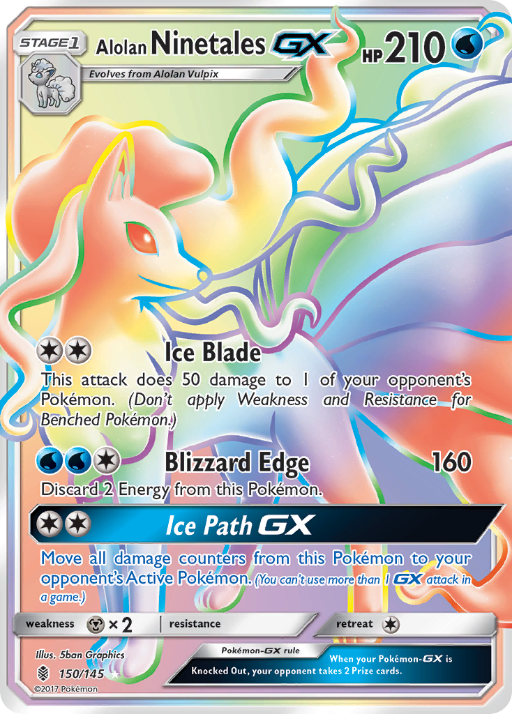 Alolan Ninetales GX 150/145 Pokemon Card - Ultra Rare Collectible for Trading Card Game Battles & Display