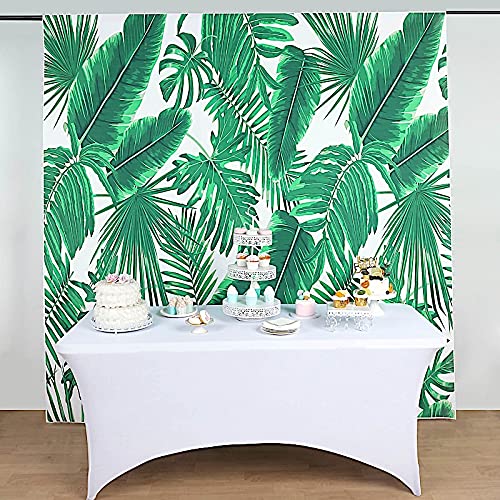 8 ft Vinyl Photography Backdrop Tropical Leaves Printed - Wedding Reception Party Decor, Baby Shower, Birthday, Bridal Shower Background