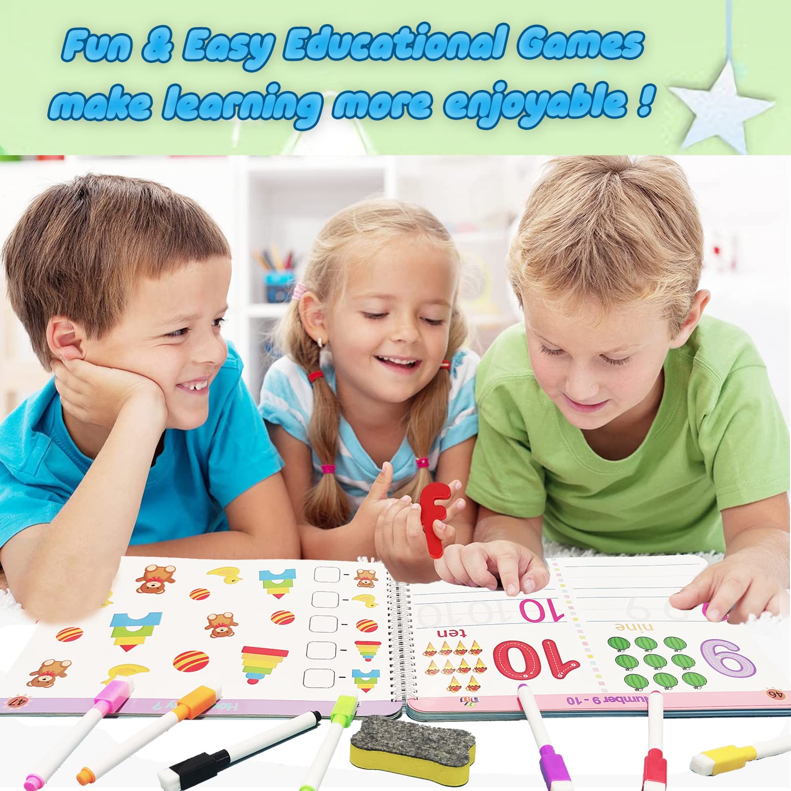 Montessori Preschool Learning Activities Workbook - ABC Letter Tracing & Handwriting Practice for Toddlers, PreK Kids | Autism Educational Toys & Busy Book for Home, Classroom & Travel Use