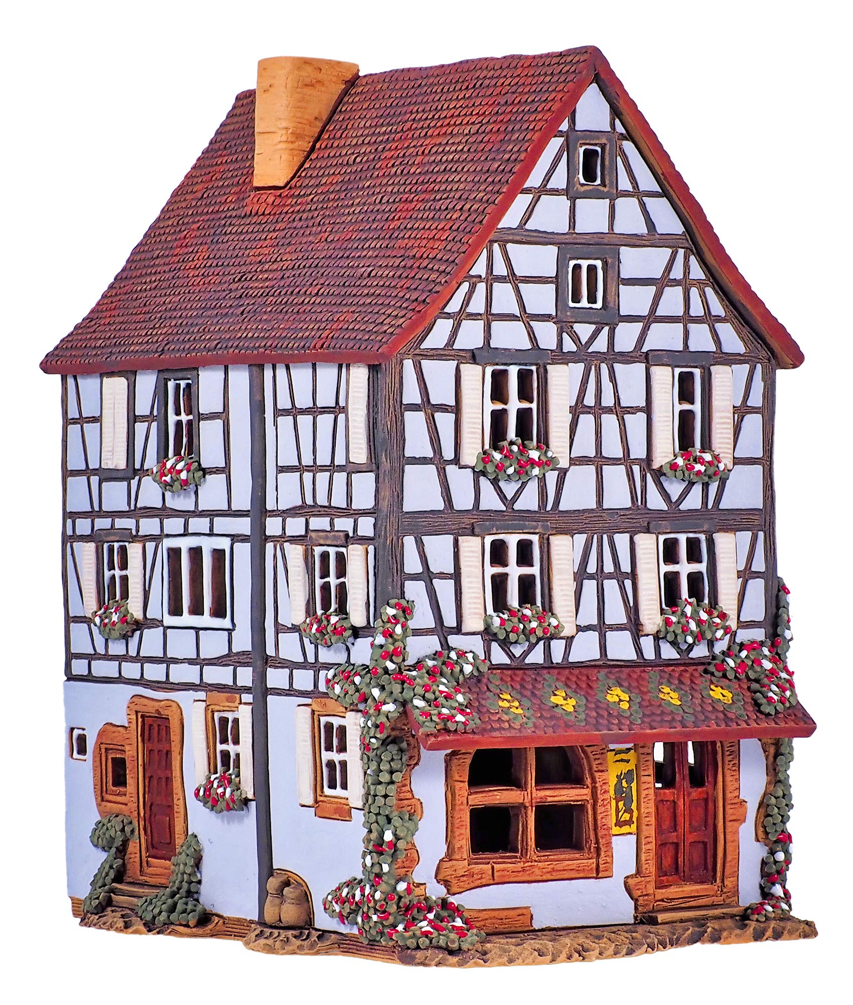 Handmade Ceramic Tealight Candle Holder - Miniature Aroma Light House Decor from Alsace France | Perfect for Home Decor, Wedding Centerpieces & Romantic Ambiance
