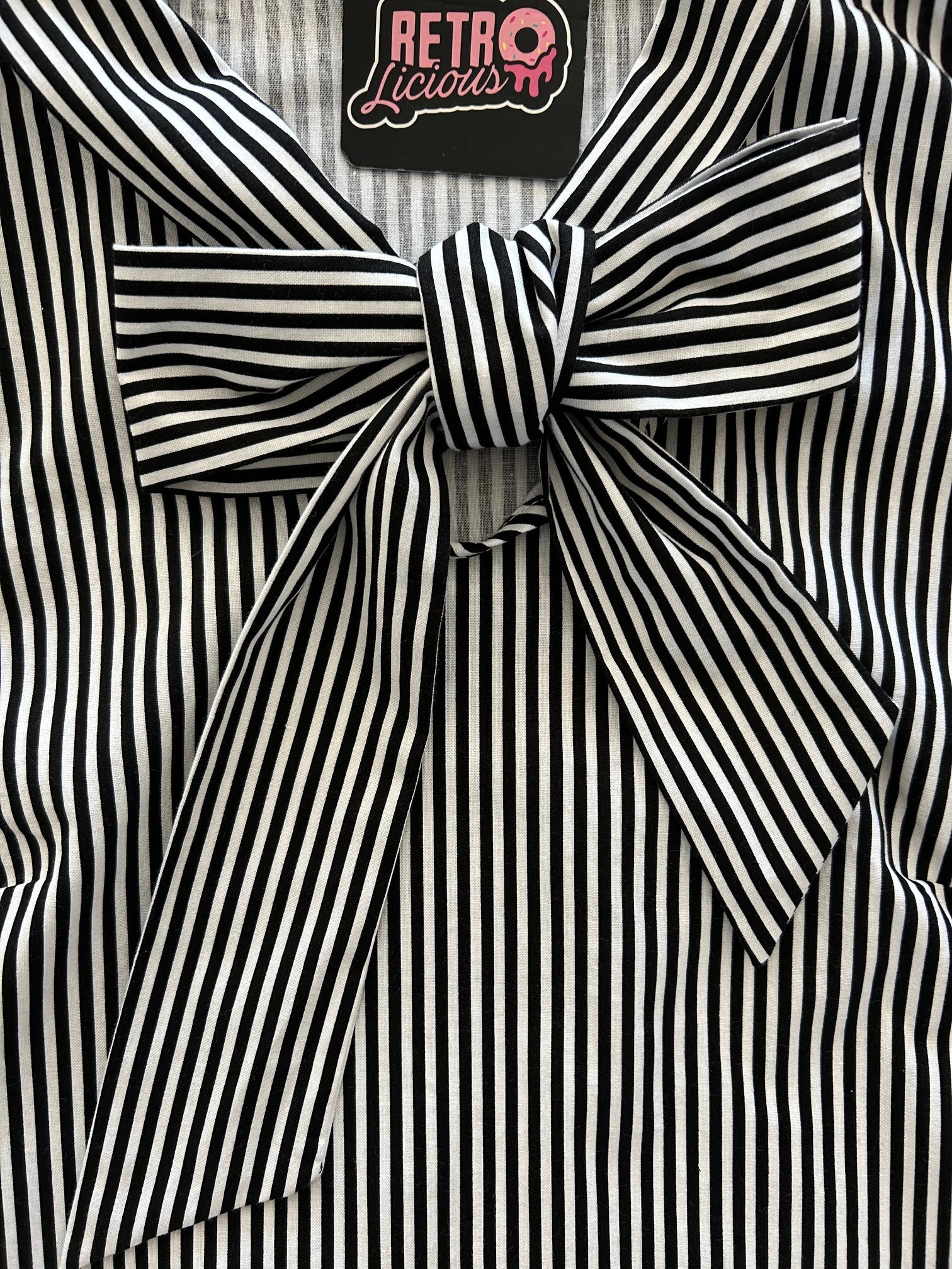 Elegant Black Striped Bow Top for Women - Fashionable Blouse for Casual & Party Wear - Perfect for Date Nights, Office, and Special Occasions