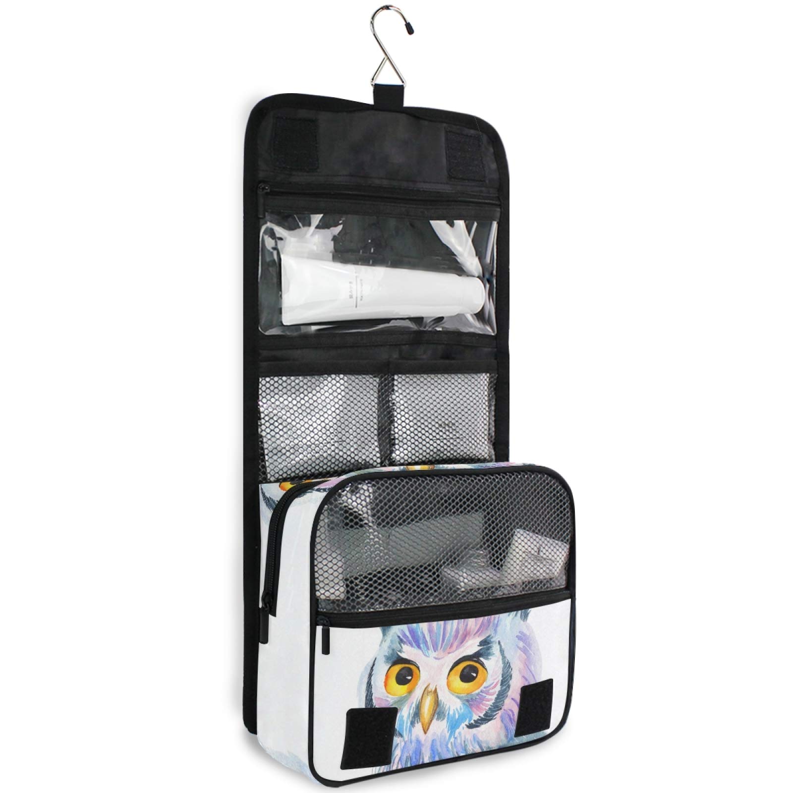 Bright Colorful Owl Hanging Travel Toiletry Bag - Waterproof Cosmetic Pouch & Makeup Organizer for Women, Men & Girls - Perfect for Camping, Gym, Beach & Vacation Travel Accessories
