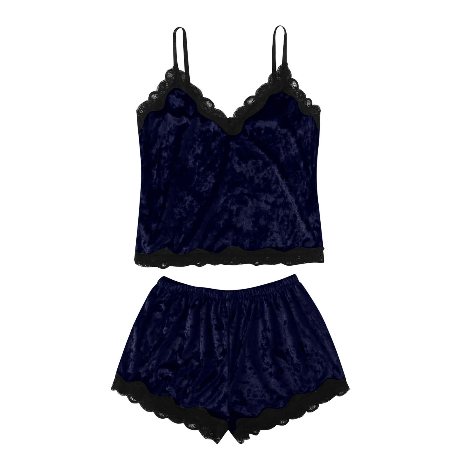 Sexy Lace Sleepwear Set - Women's Suede Shorts & Nightdress Pajama Lingerie (M-XXL) for Bedroom, Boudoir & Romantic Nights