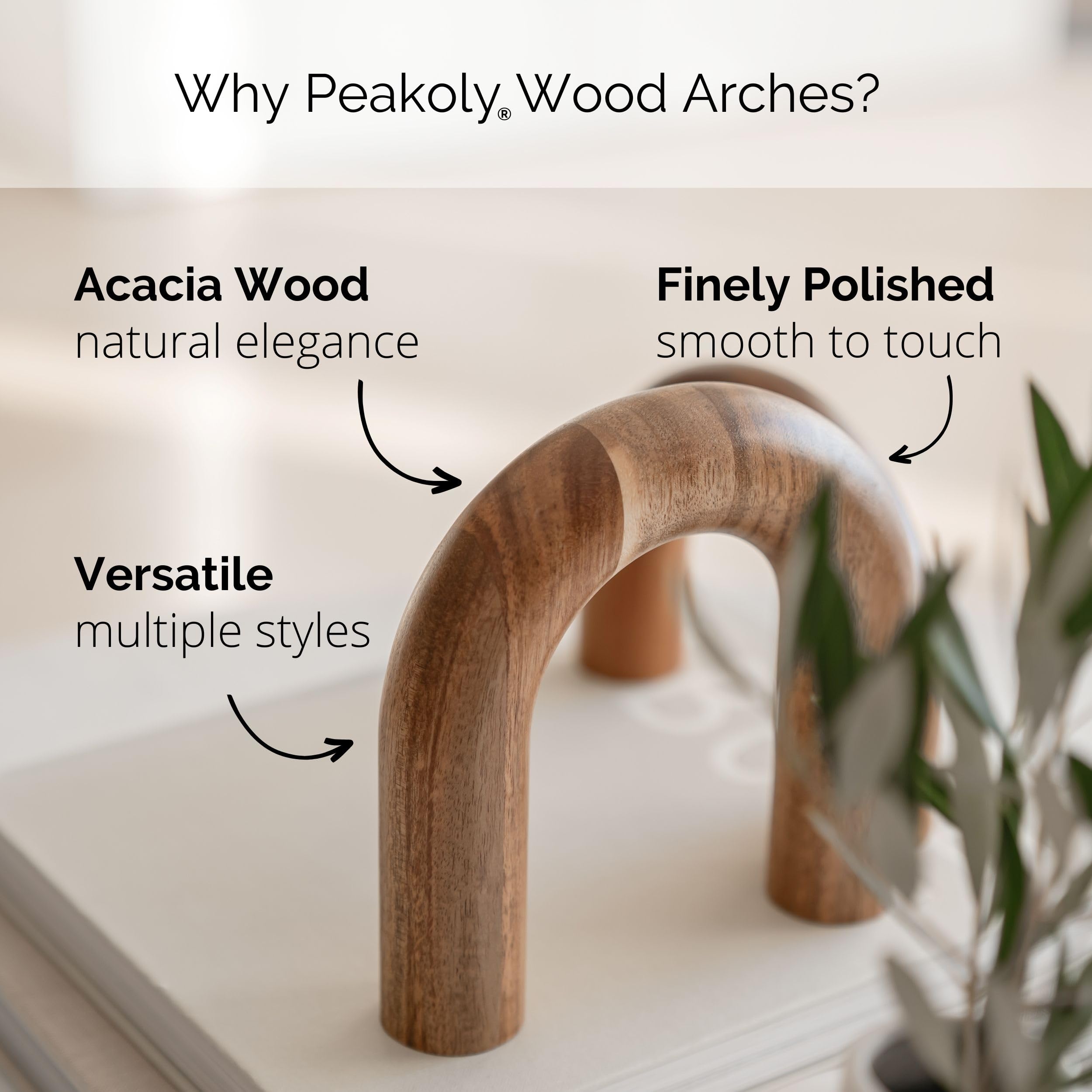 Modern Wood Arch Bookshelf Decor - Stylish Shelf & Coffee Table Accents for Entryway, Living Room & Desk | Minimalist Home Decor Ideas for Aesthetic Spaces