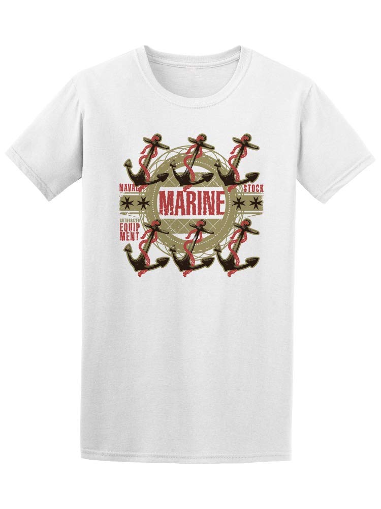 Men's Marine Emblem Anchor T-Shirt - Navy Blue Casual Crew Neck Tee for Boating, Fishing & Nautical Style Outfits