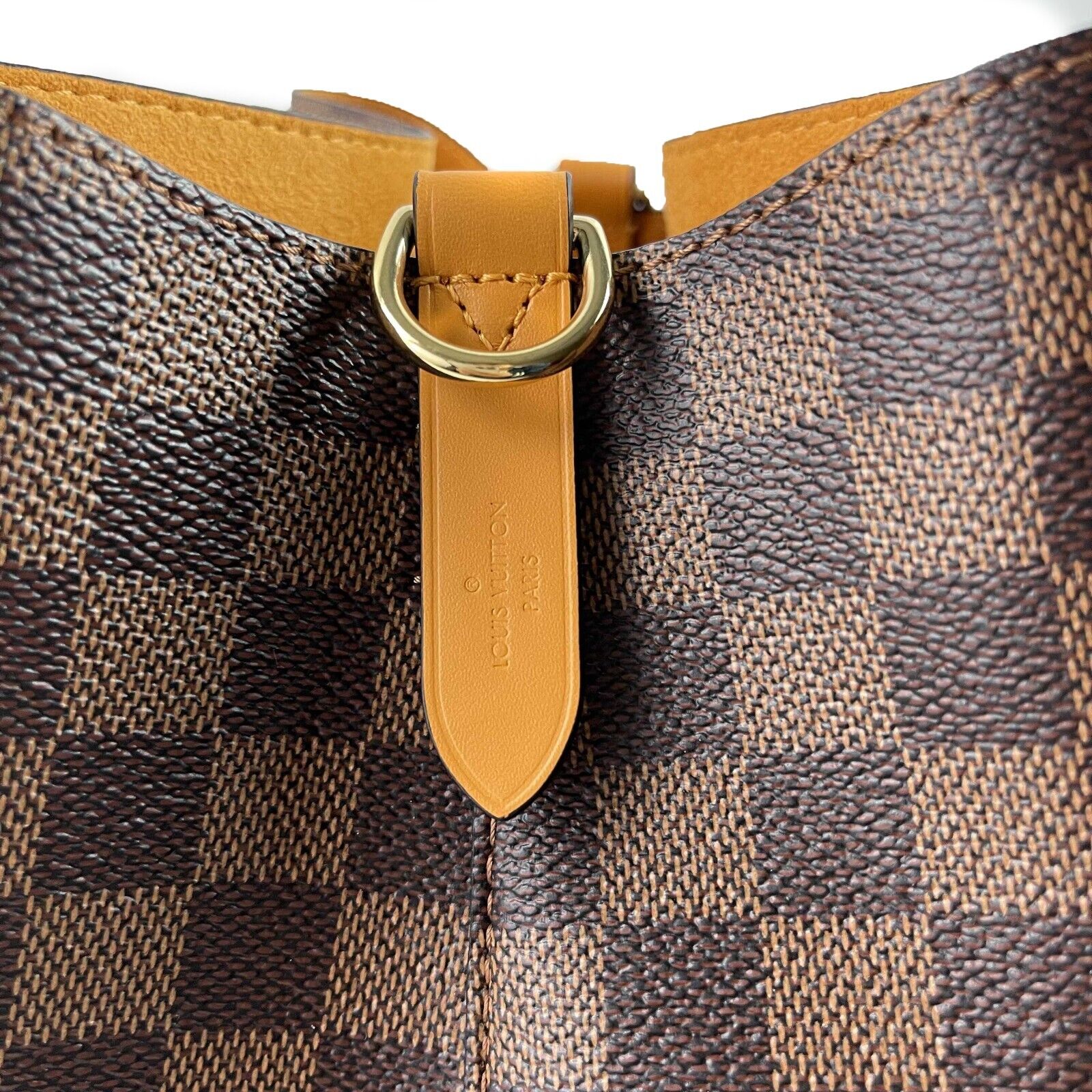 Authentic Louis Vuitton Damier Ebene NeoNoe Crossbody Bag in Safran Brown - Perfect for Work, Travel & Everyday Luxury Fashion Accessory