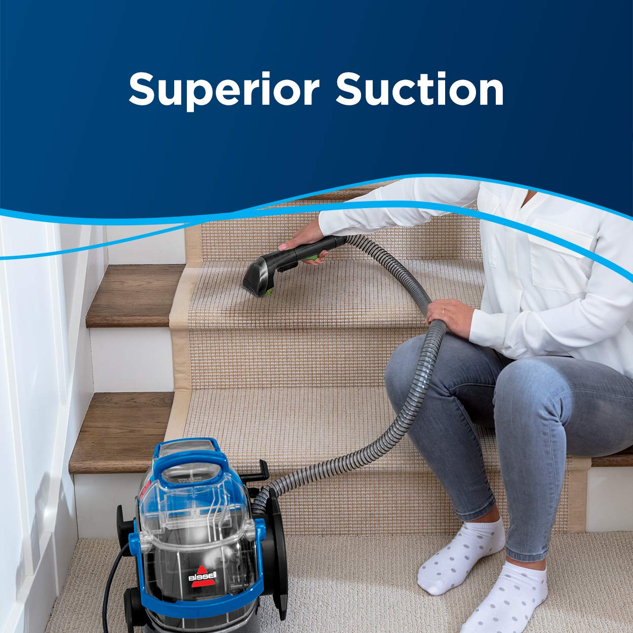 BISSELL SpotClean Professional Portable Carpet Cleaner - 5.9 Amp Deep Cleaner for Carpets, Upholstery & Stairs with 5Ft Hose, 3