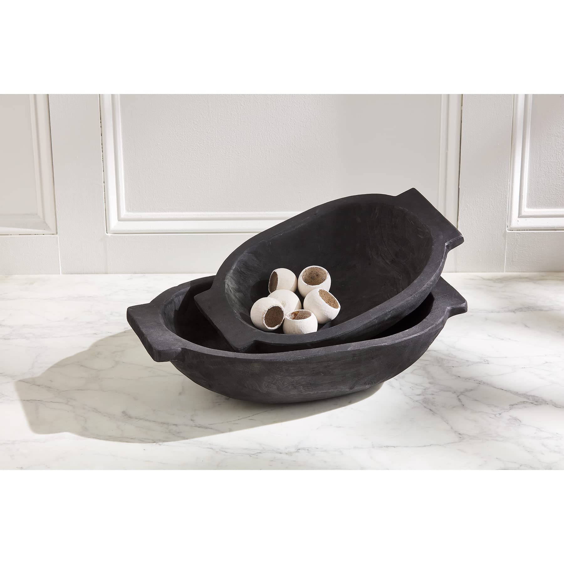 Black Mud Pie Oval Dough Bowl Set - Small 12