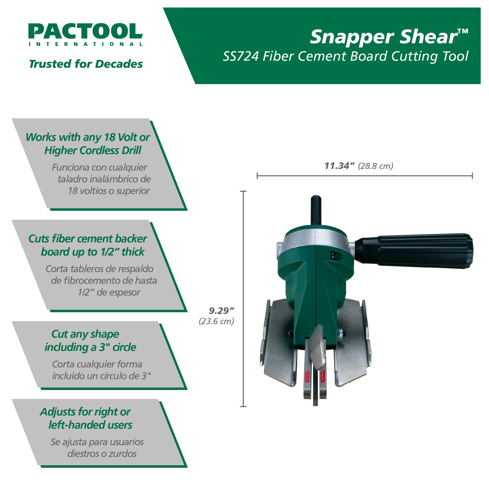 **PacTool SA903 Gecko Gauge Siding Mounting Kit & SS724 Snapper Shear Pro – Professional Fiber Cement Board Cutting Tool – Heavy-Duty Power Shears for Siding Installation & Construction Projects**