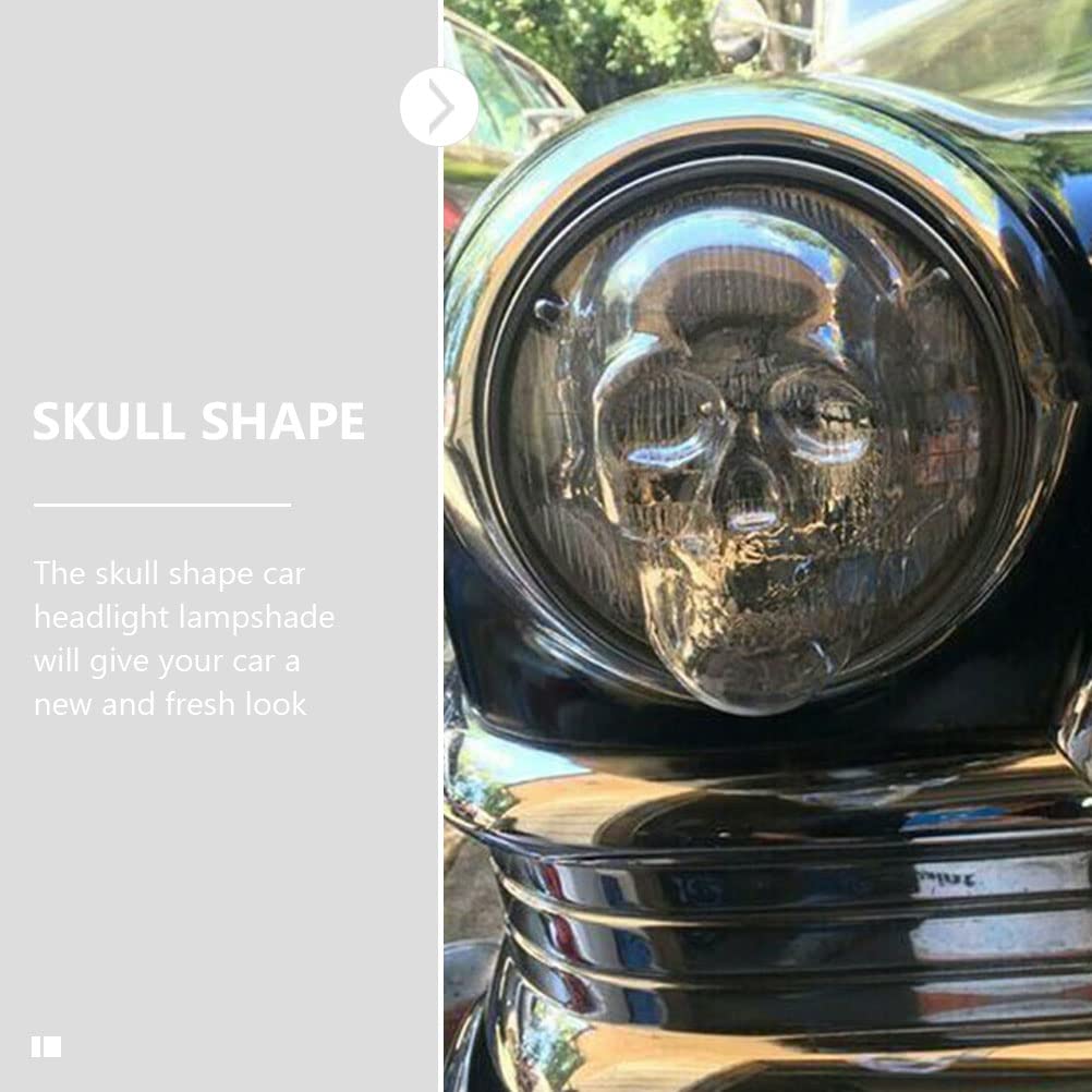 2PCS Heat-Resistant Car Headlight Covers - Clear Motorcycle Skull Lamp Shades for Halloween & Car Decorations - Durable Car Light Protectors for Night Rides & Themed Events