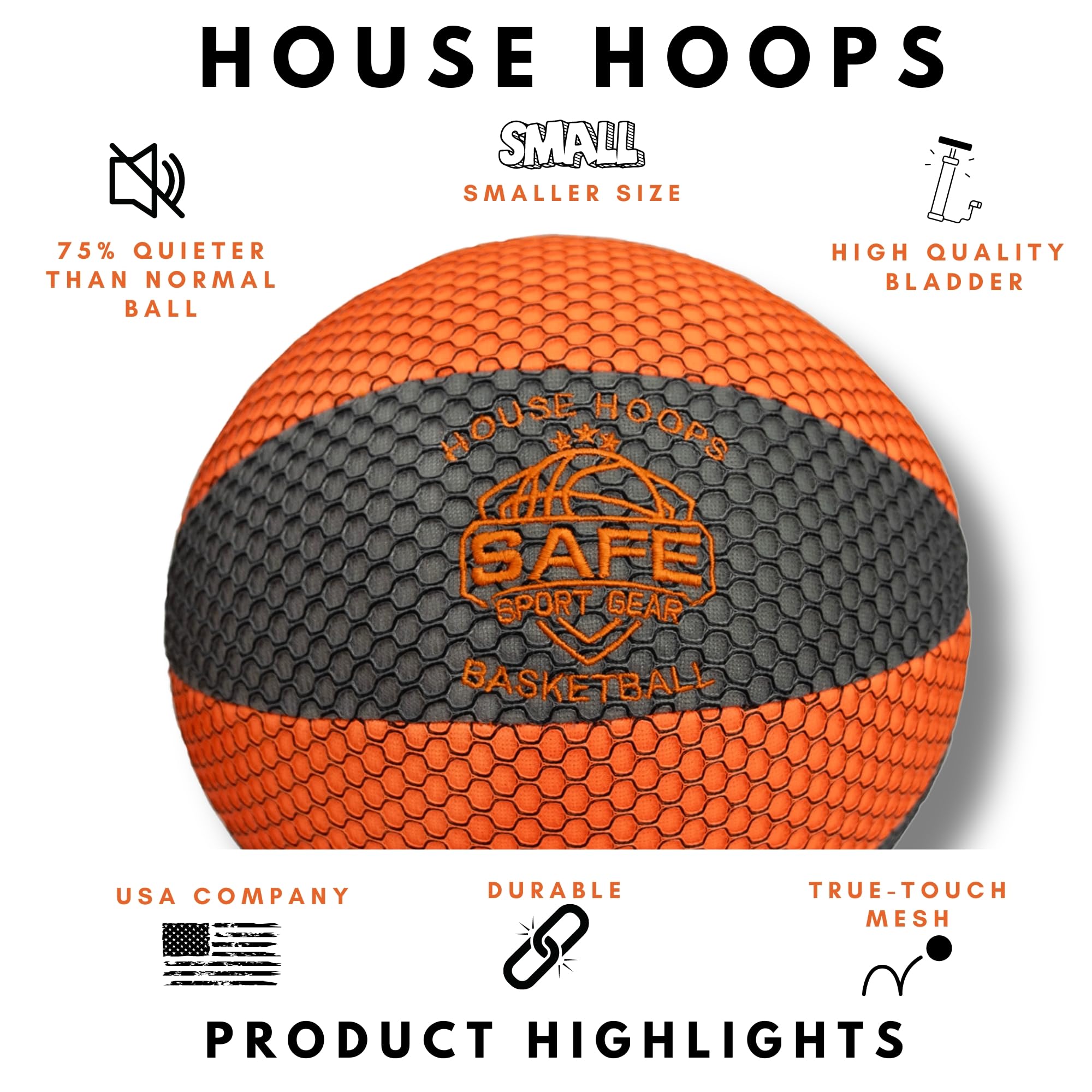 Premium Indoor Basketball - HouseHoops Official Game Ball with Realistic Texture & Perfect Bounce - Non-Marking Rubber for Safe Play on Floors & Walls - Ideal for Home, Gym & Recreational Use