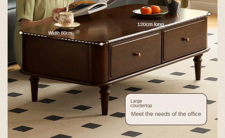 Solid Poplar Wood American Style Rectangular Coffee Table - Modern Living Room Furniture for Home Decor & Relaxation