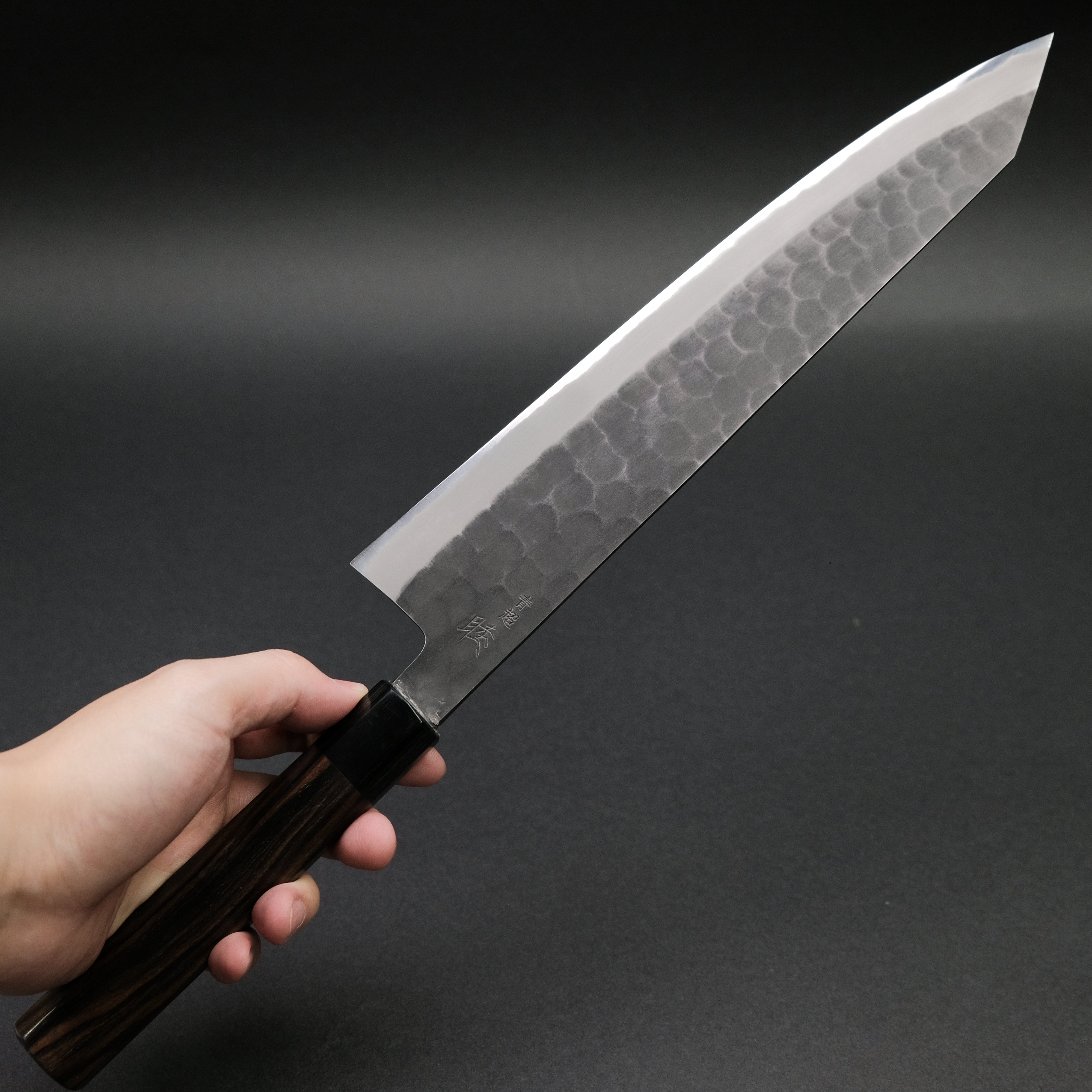 Premium Mutsumi Blue Super Kurouchi Tsuchime Kiritsuke Gyuto Knife 270mm - Handcrafted Japanese Chef Knife with Ebony Handle - Perfect for Sushi, Sashimi & Precision Cutting
