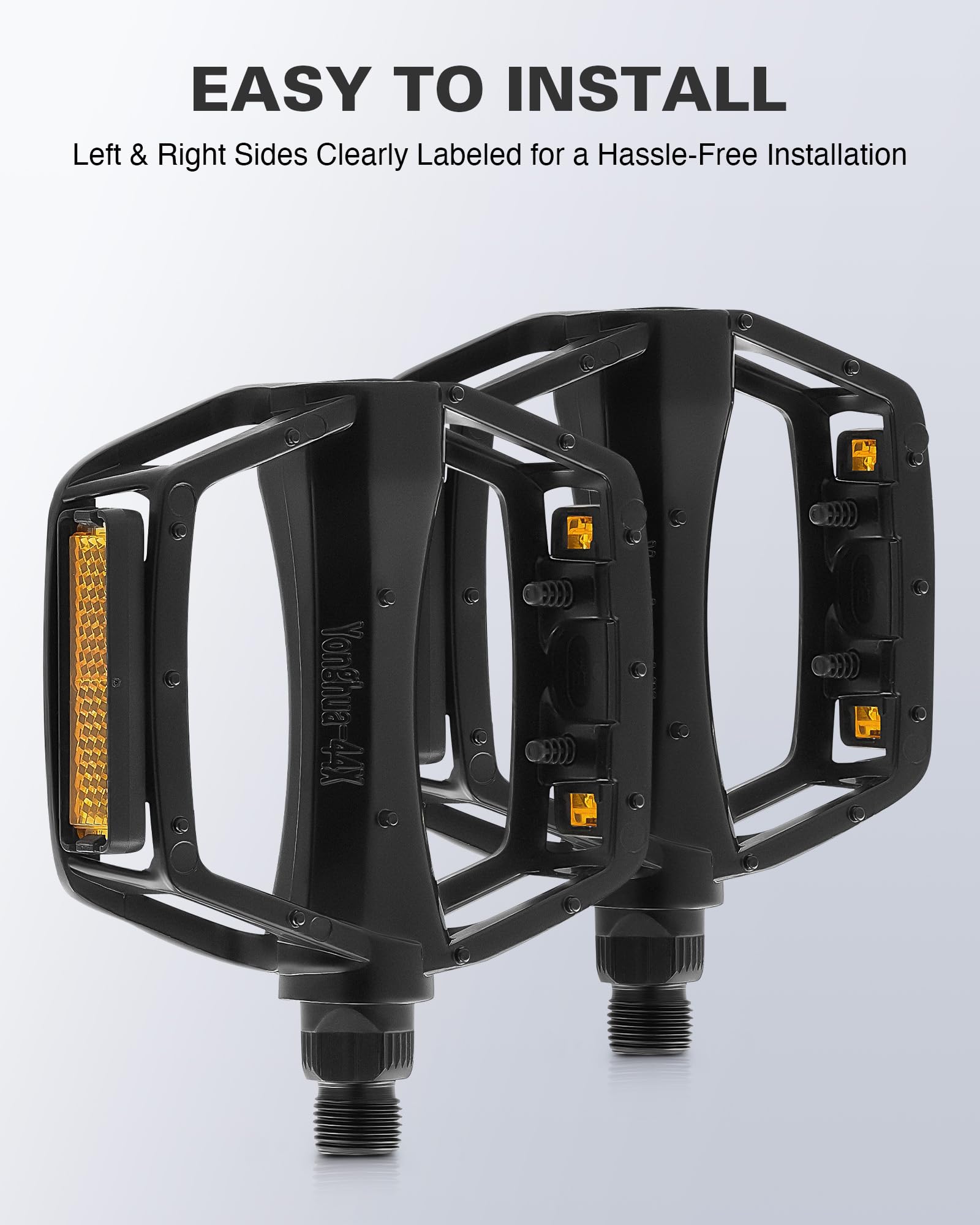VIRIBUS 9/16 Inch Bike Pedals - Lightweight Aluminum Alloy/PP Bicycle Pedals with Non-Slip Platforms & Reflectors, Waterproof BMX Pedals for Road Bikes, Mountain Bikes, Tricycles, Electric Bikes & Kids Bikes - Perfect for Commuting, Off-Roading & Family Cycling
