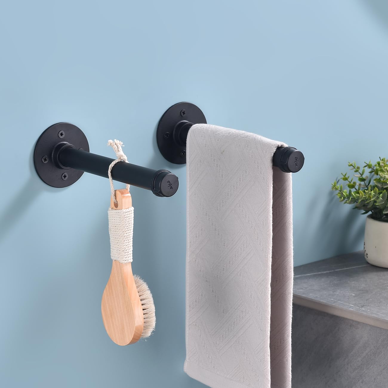 Heavy Duty 8 Inch Industrial Pipe Clothing Rack - Wall Mounted Garment Hanger for Closet Storage, Multi-Purpose Hanging Rod for Jackets, Coats & Pants (2 Pack) - Perfect for Bedroom, Laundry Room & Commercial Use