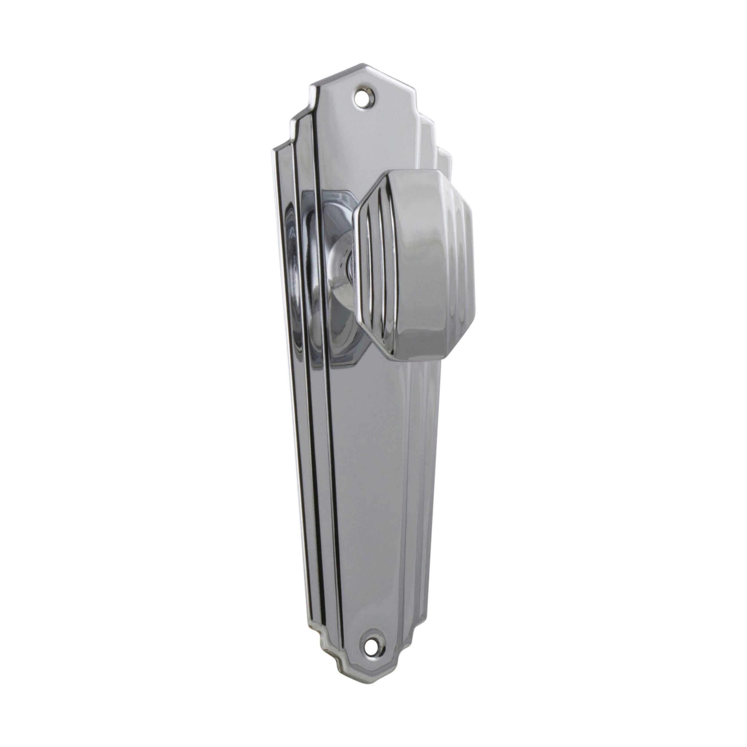 Vintage Art Deco Door Knob Set - 1090 Elwood Chrome Plated Latch Pair (H200xW63xP47mm) for Interior Doors, Bedrooms & Home Renovation Projects
