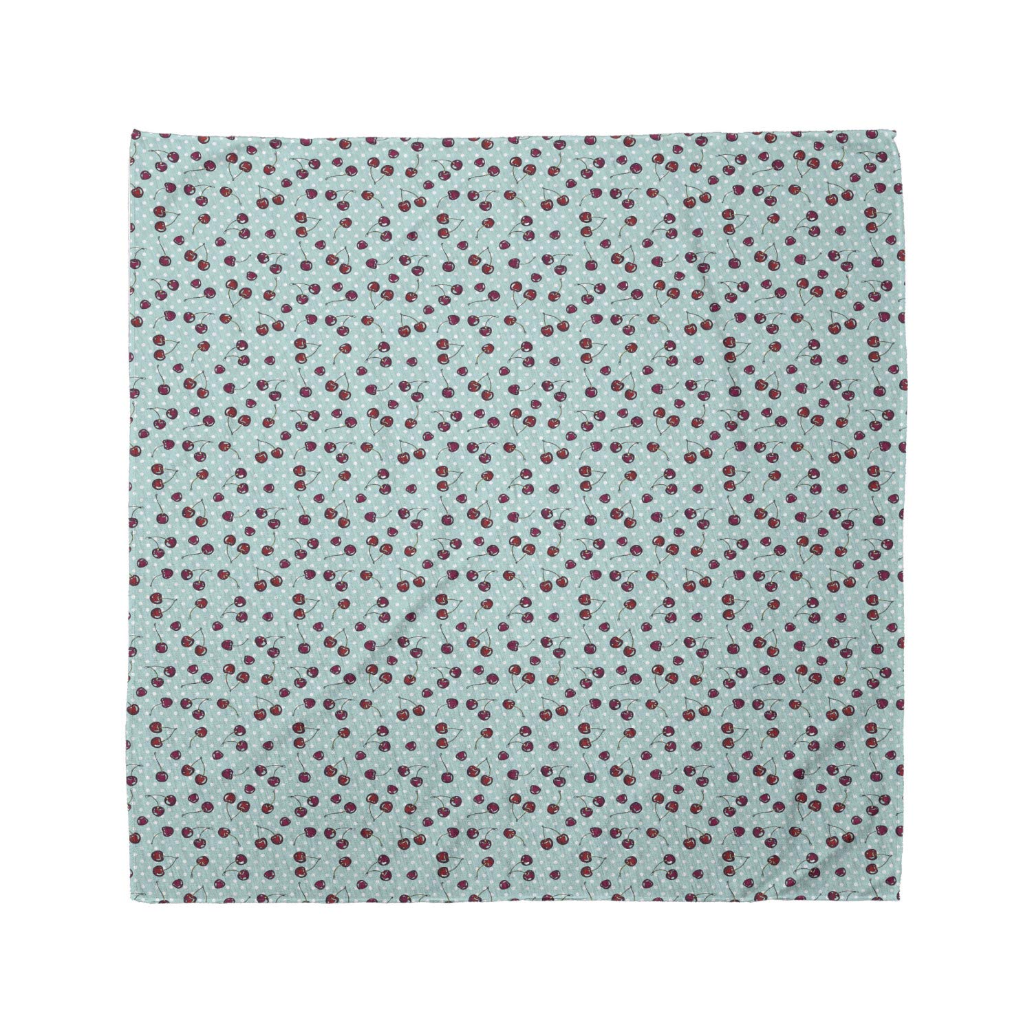Ambesonne Cherry Bandana - Vintage Fruit Print on Polka Dots, Unisex Head Scarf & Neck Tie for Summer Outfits, Music Festivals & Outdoor Activities