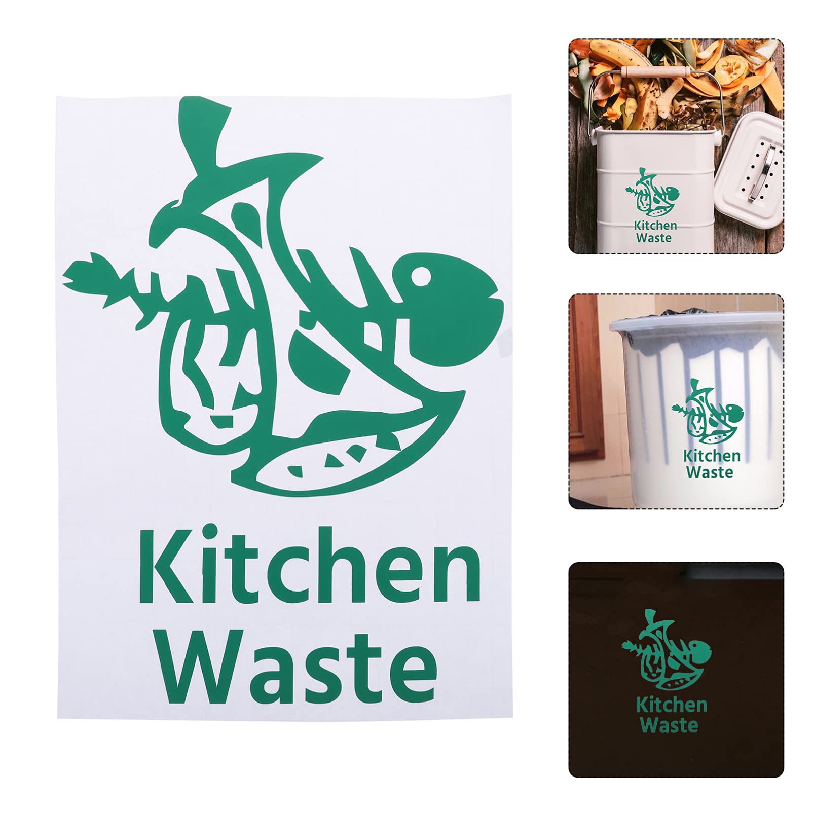 5-Pack Kitchen Trash Can Labels - Waterproof PVC Stickers for Recycling, Garbage & Waste Bins - Durable Decals for Home, Office & Restaurant Use