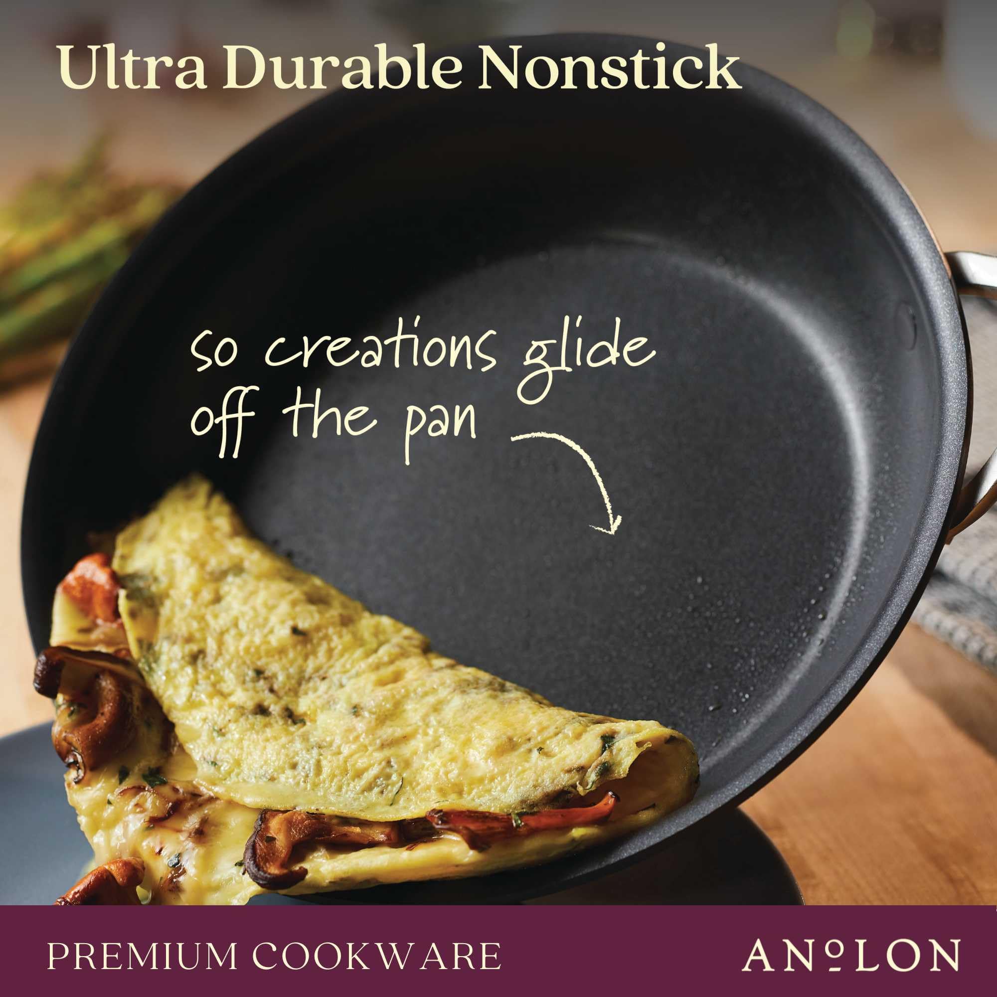 Anolon Nouvelle Copper Hard Anodized Nonstick Cookware Set - 8.5 & 10 Inch Frying Pans, Skillets for Sauteing, Frying & Everyday Cooking | Durable Brown Coating | Perfect for Home Chefs