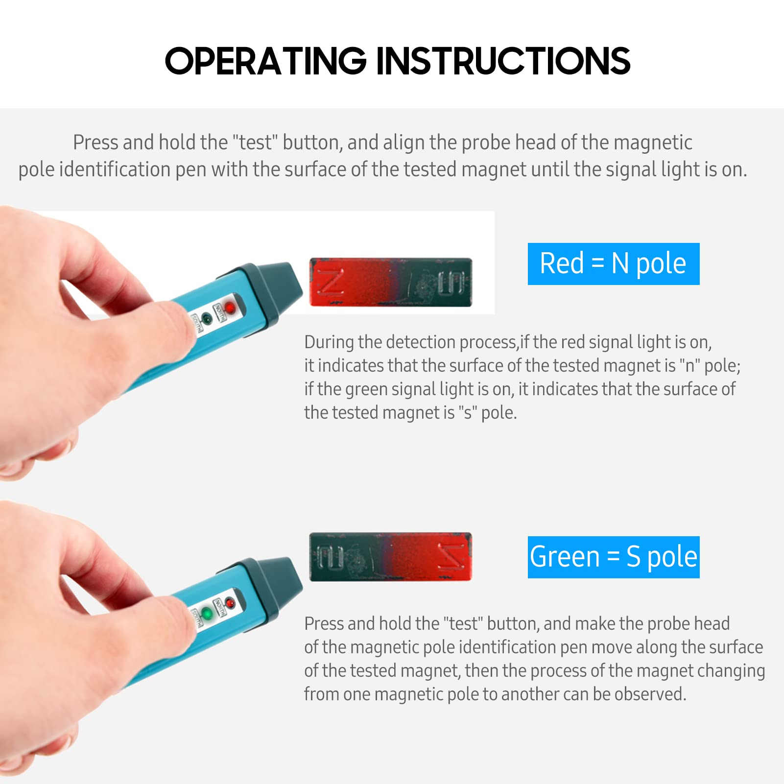 Magnetic Pole Pen - North South Pole Tester Tool for Identifying Magnet Field Polarity | Mini Magnetic Detector for Science Labs, DIY Projects & Industrial Use