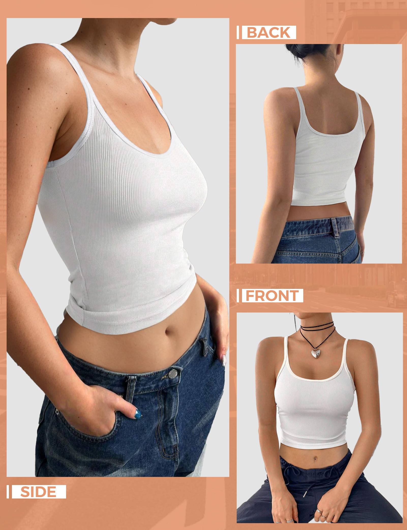 Women's Ribbed Sleeveless Crop Tank Tops - Scoop Neck Basic Shirts for Casual Wear, Gym, Summer Outfits & Beach Vacation