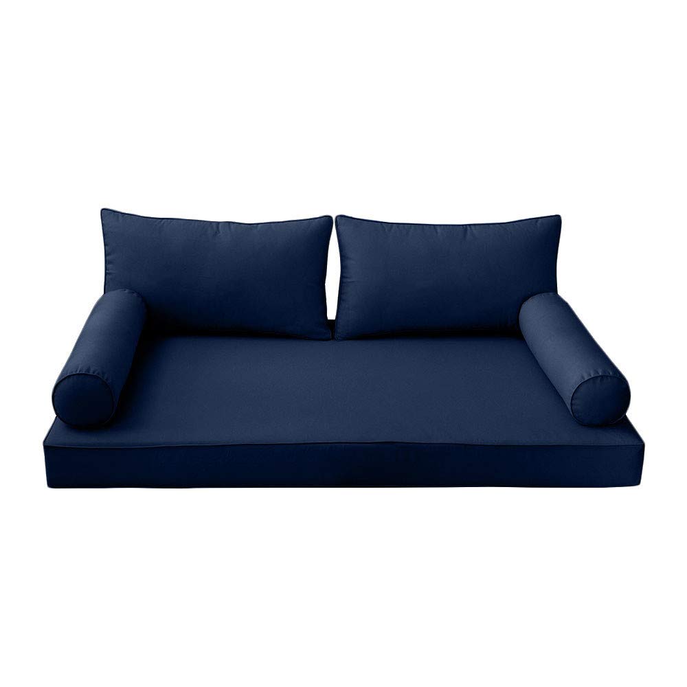 Prolinemax SLIPCOVER ONLY - S2 Outdoor Daybed Mattress Bolster Backrest Cushion Covers with Piped Trim for Twin-XL Size (AD101) | Perfect for Patio, Poolside & Garden Furniture Protection