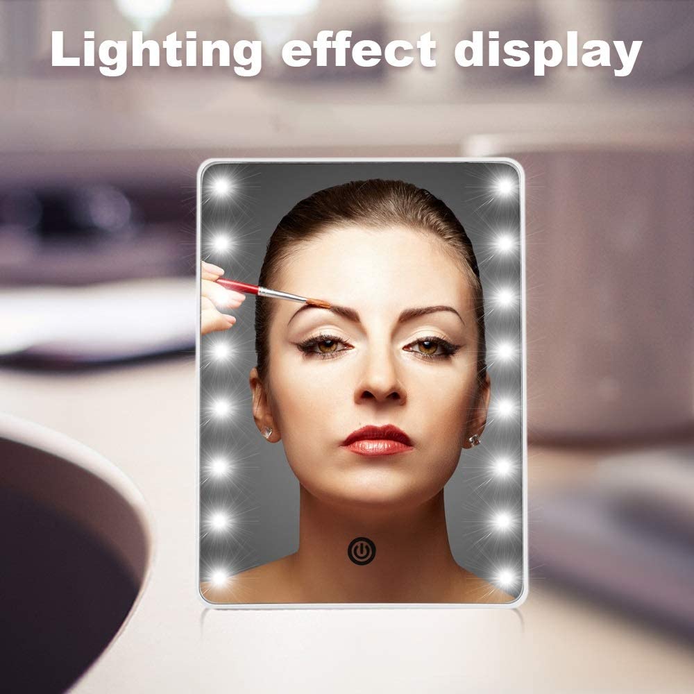 16 LED Makeup Mirror with Touch Dimmer Switch - Battery Operated Vanity Mirror with Stand for Tabletop (Pink) - Perfect for Home Beauty Salon, Dressing Room & Travel Makeup Application