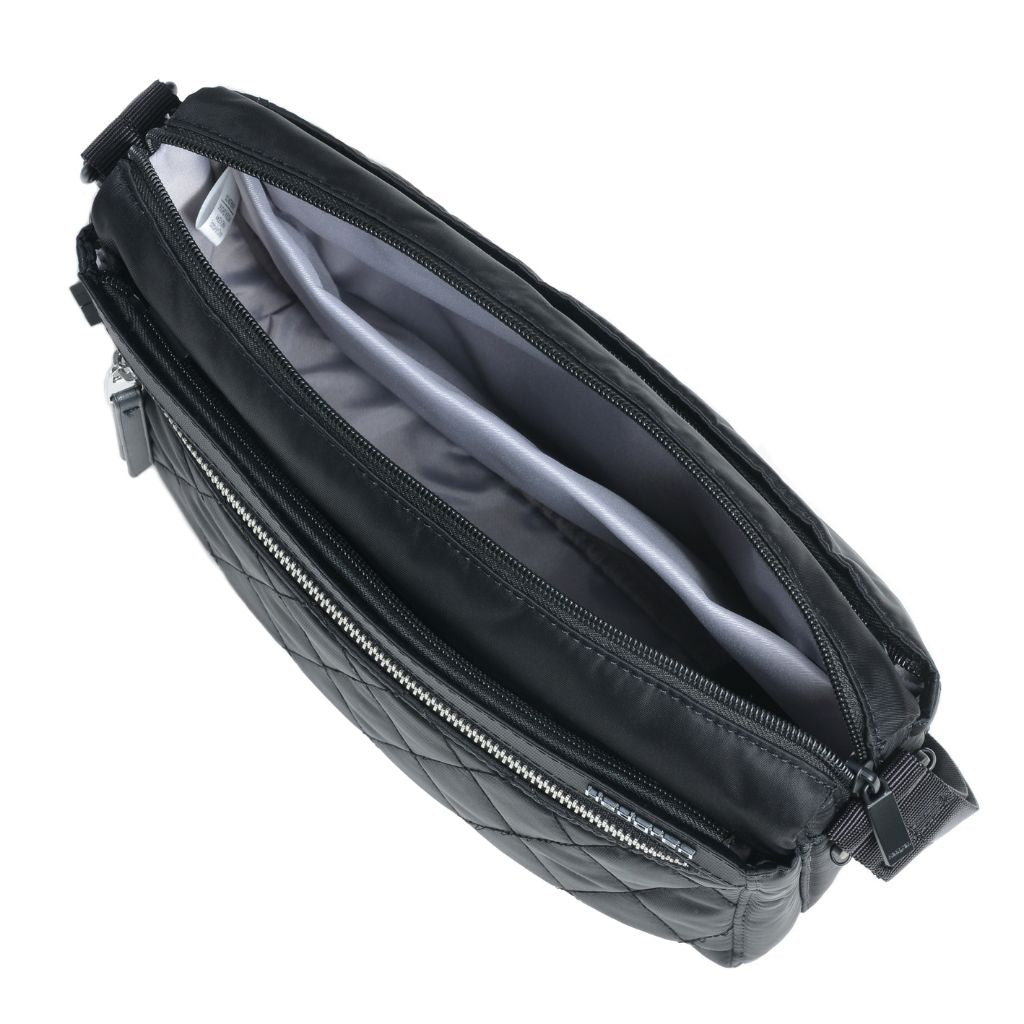 Hedgren Eye Medium RFID Blocking Crossbody Bag - Quilted Black Leather Purse for Women | Travel, Work & Everyday Use