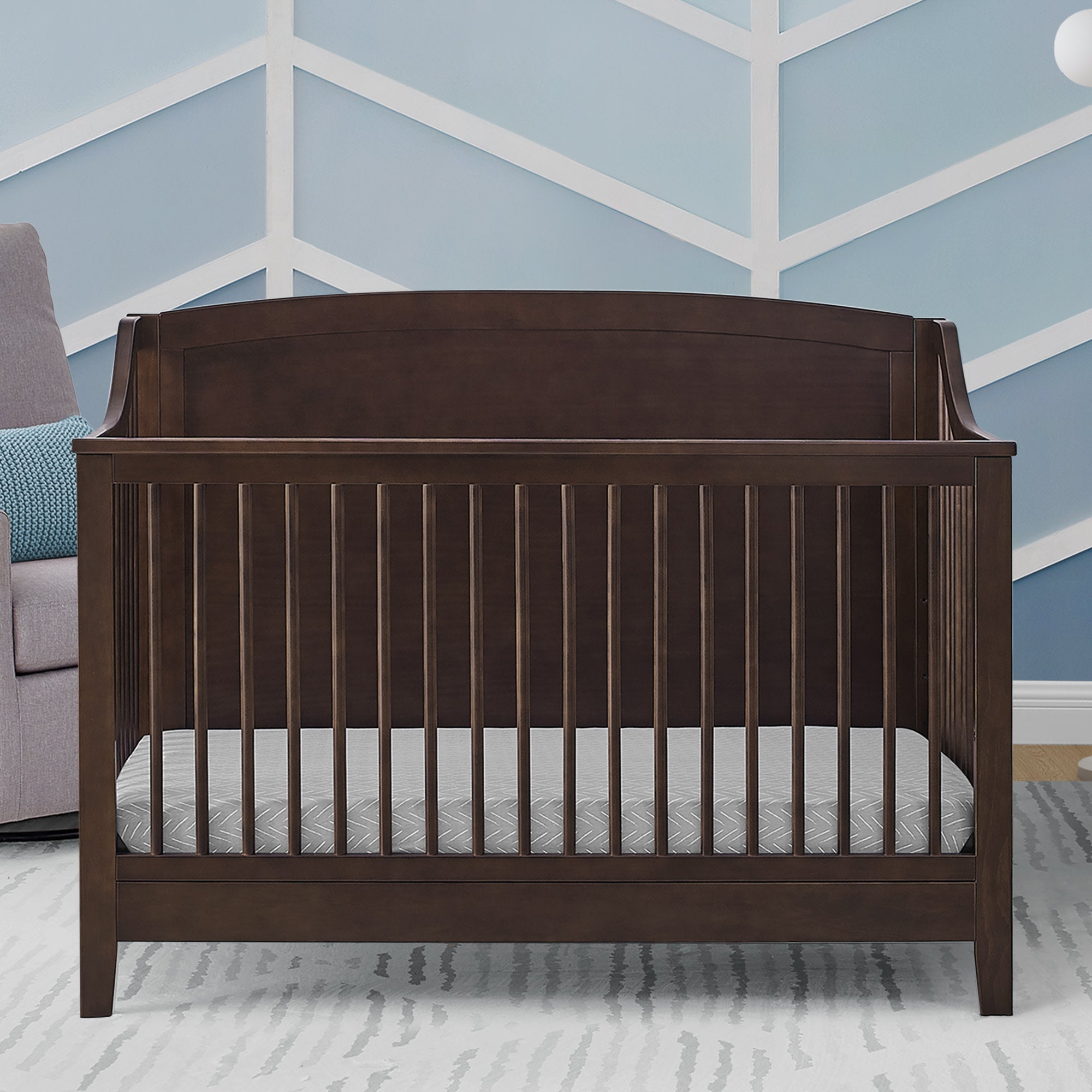 Campbell 6-in-1 Convertible Baby Crib - Toddler Bed & Full-Size Bed Conversion - Safe & Durable Nursery Furniture for Newborns to Teens - Perfect for Bedrooms, Daycares, and Guest Rooms