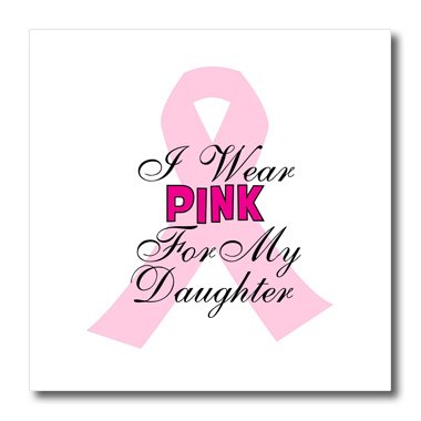 3dRose Pink Ribbon Iron-On Heat Transfer - 'I Wear Pink for My Daughter' Design 10x10 Inch for White Fabric | Breast Cancer Awareness, DIY T-Shirt Decoration, Mother-Daughter Bonding Craft