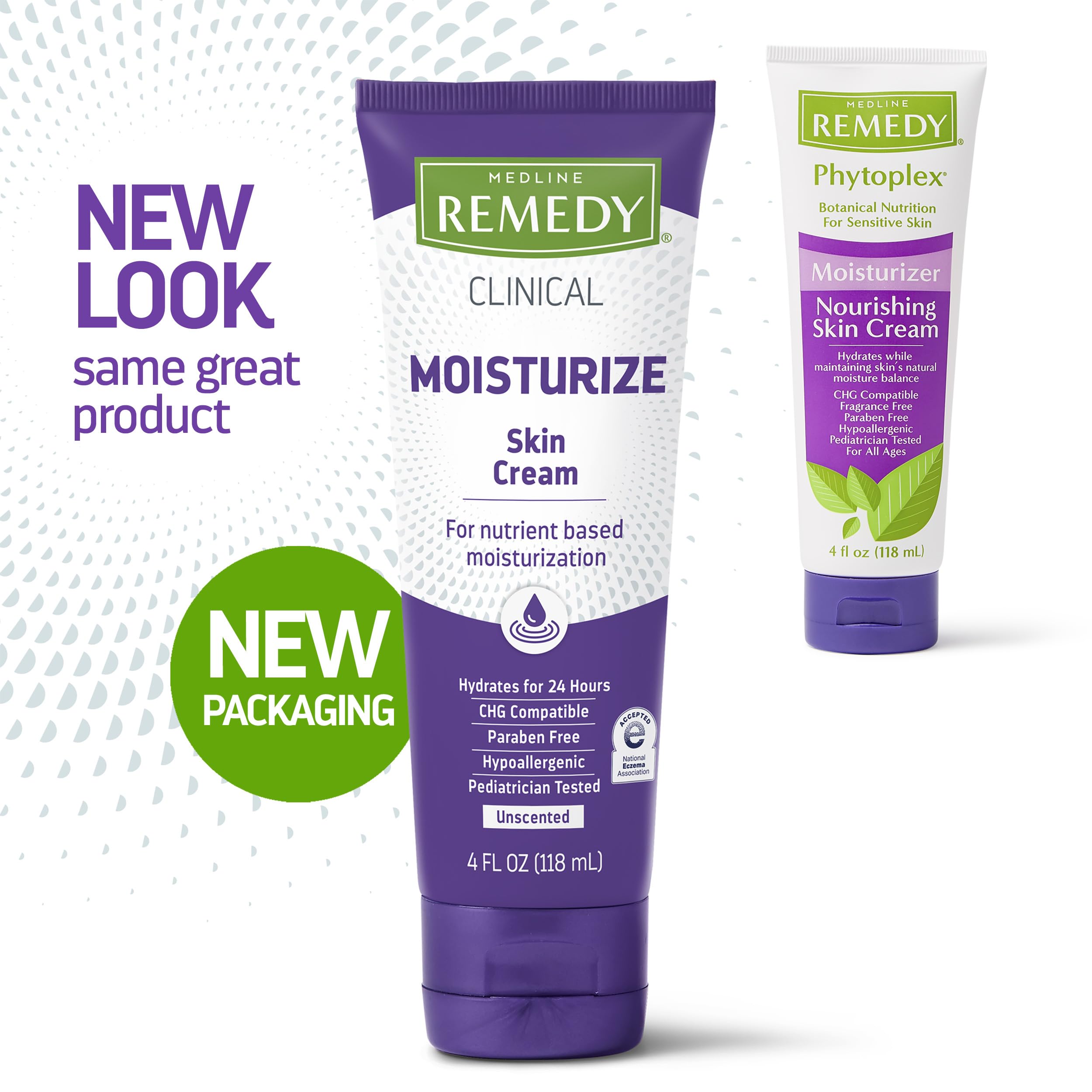 Medline Remedy Clinical Skin Cream Moisturizer - Unscented 4 fl oz (Pack of 12) | Paraben & Sulfate-Free Face & Body Lotion for Dry & Sensitive Skin | Dermatologist Recommended for Eczema, Psoriasis & Daily Hydration
