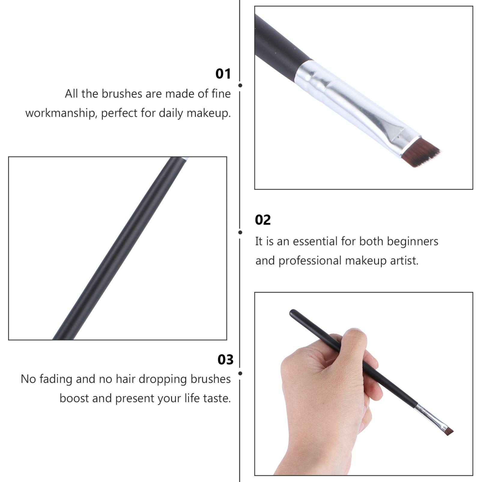 12-Piece Angled Eyebrow & Eyeliner Brush Set - Professional Makeup Brush Kit for Precise Brows & Liner Application - Perfect for Eyebrow Shaping, Winged Liner & Makeup Artistry - Ideal for Home, Salon & Travel Beauty Essentials