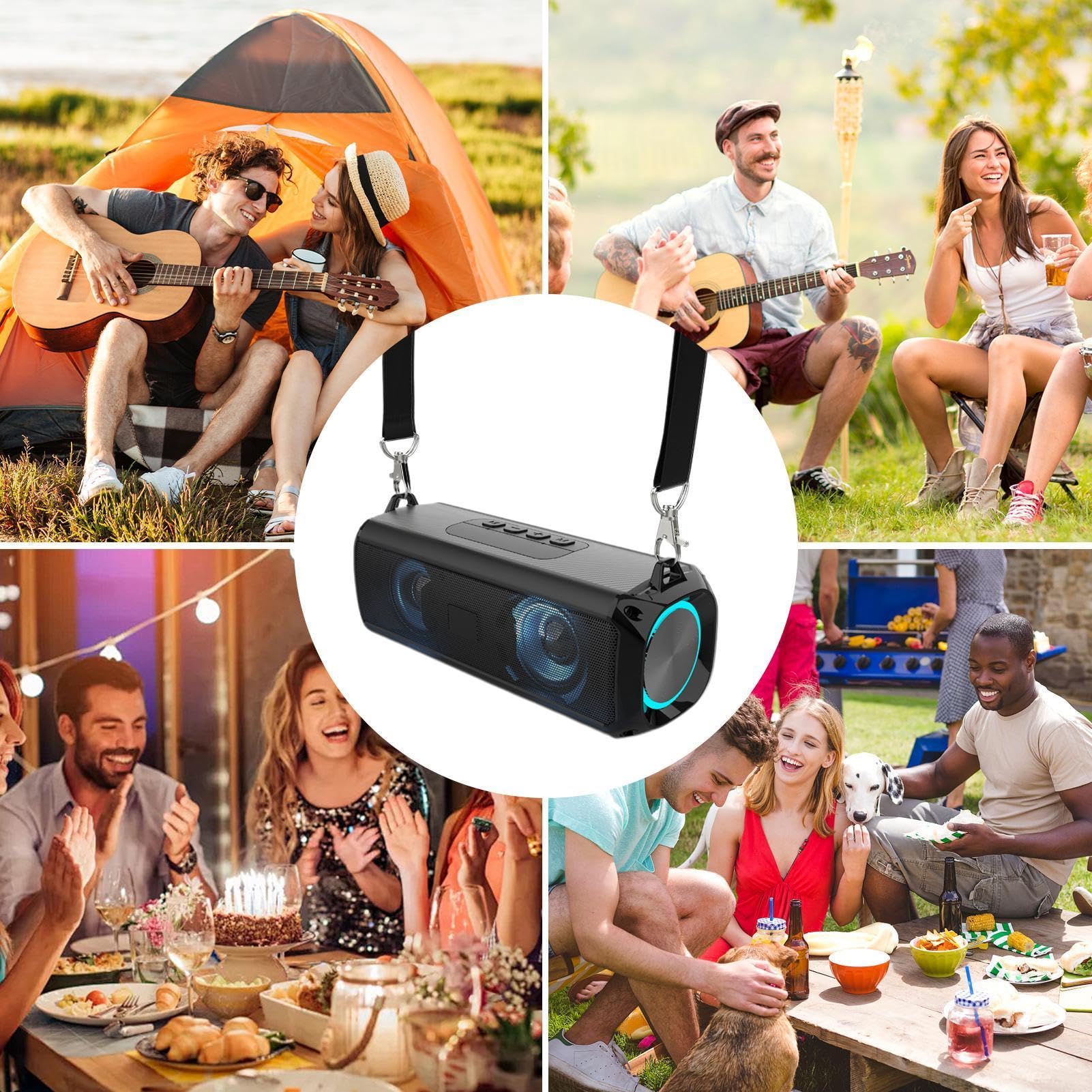 Kivrimlarv Wireless Bluetooth Speaker with FM Radio - Portable Waterproof Outdoor Speaker, Compact Desktop Speaker for Home, Beach, Parties & Travel - Perfect for Poolside, Camping & Backyard Gatherings