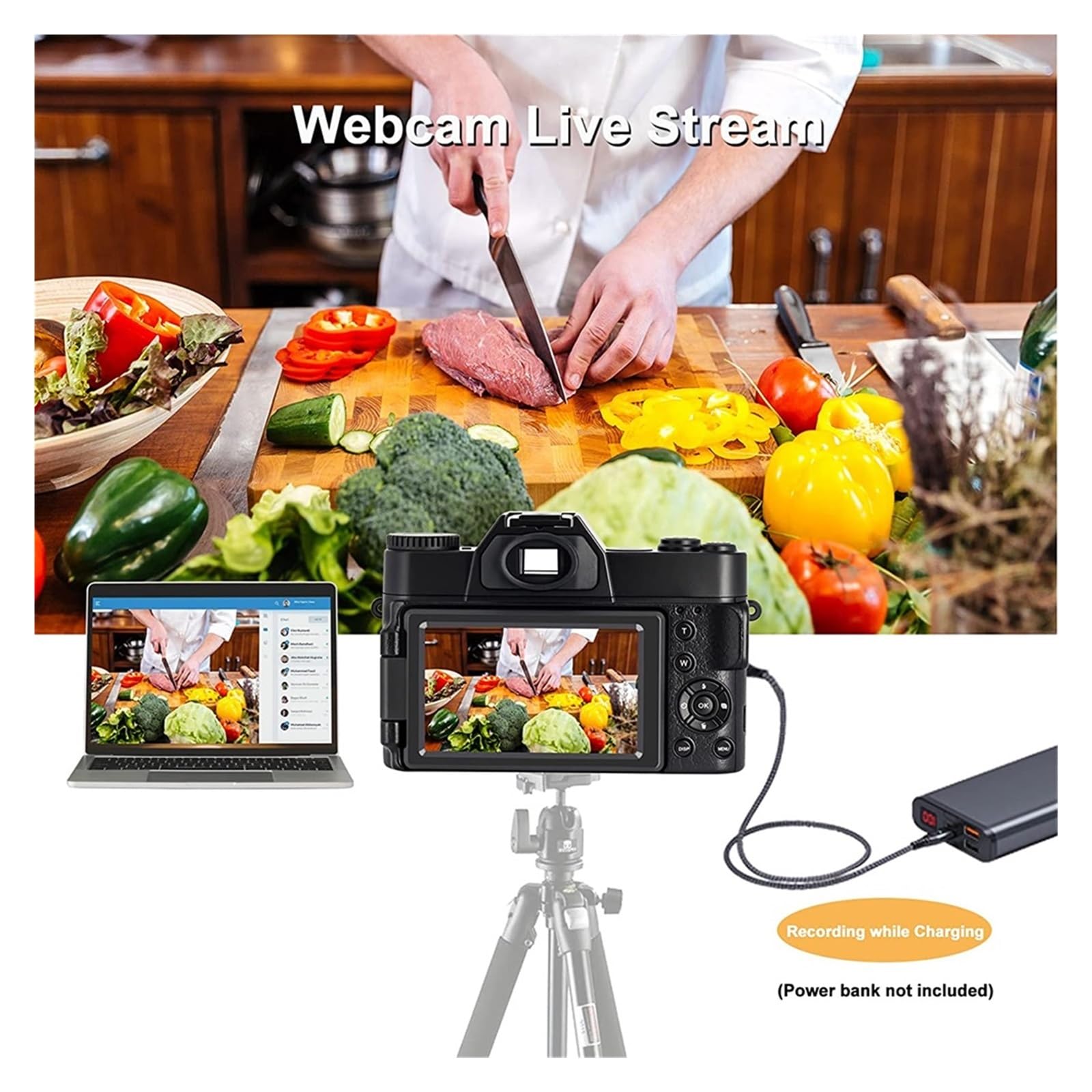 48MP Vlogging Camcorder with 180° Flip Screen & Wide Angle Lens - Perfect for YouTube & Travel Vlogging