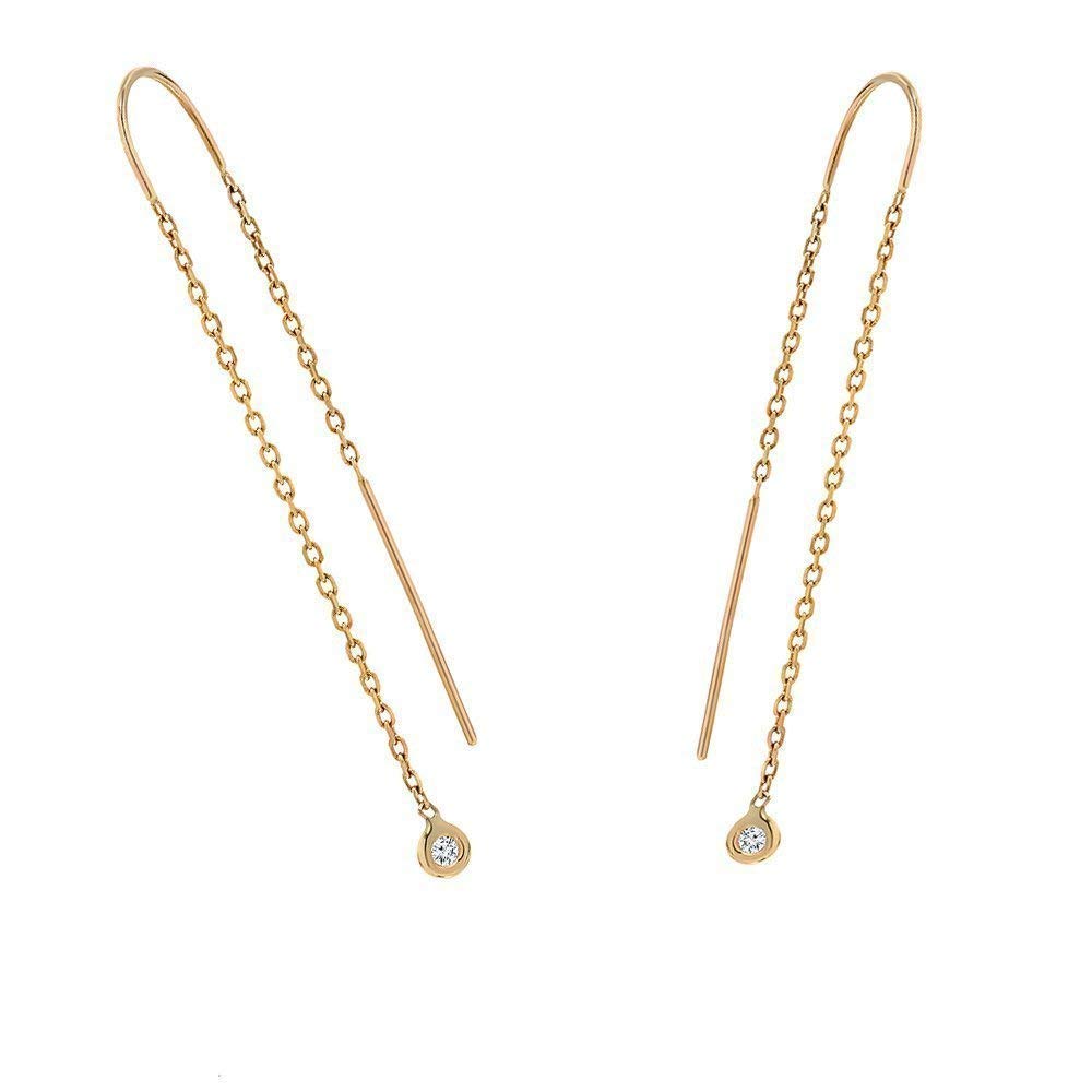 14K Yellow Gold Diamond Dangle Earrings for Women - Elegant Drop Earrings Gift for Her - Perfect for Everyday Wear, Date Nights & Special Occasions