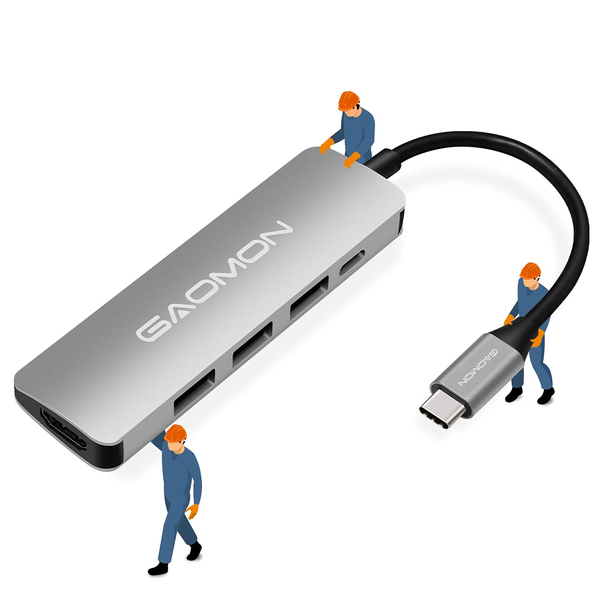 GAOMON AD01 USB C Hub - 5-in-1 Portable Docking Station with 4K HDMI, 3 USB 3.0 Ports & USB-C Port | Compatible with MacBook, iPad, Samsung Galaxy & More | Perfect for Home Office, Travel & Multi-Device Charging